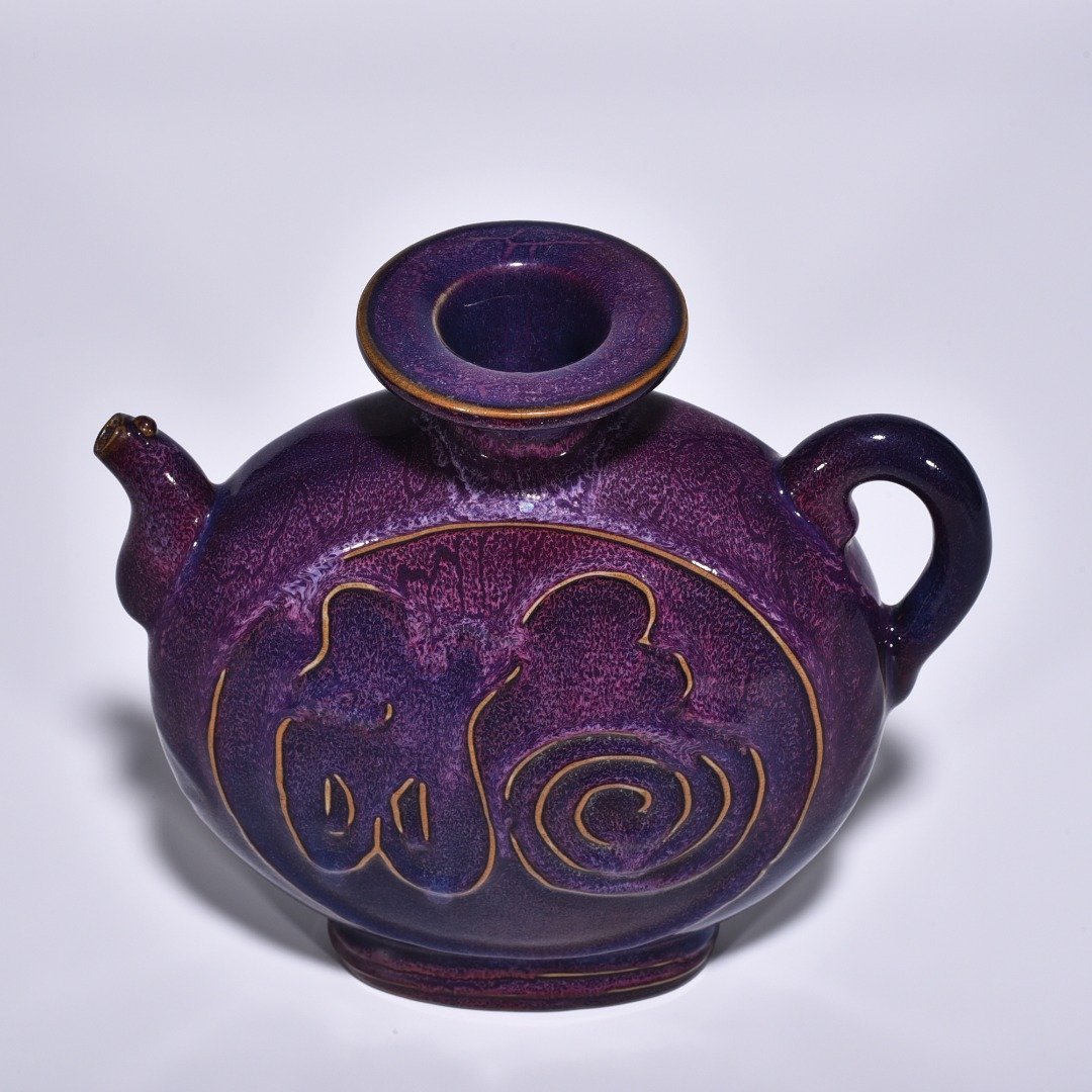Song Dynasty Jun kiln rose purple glaze Fushou teapot