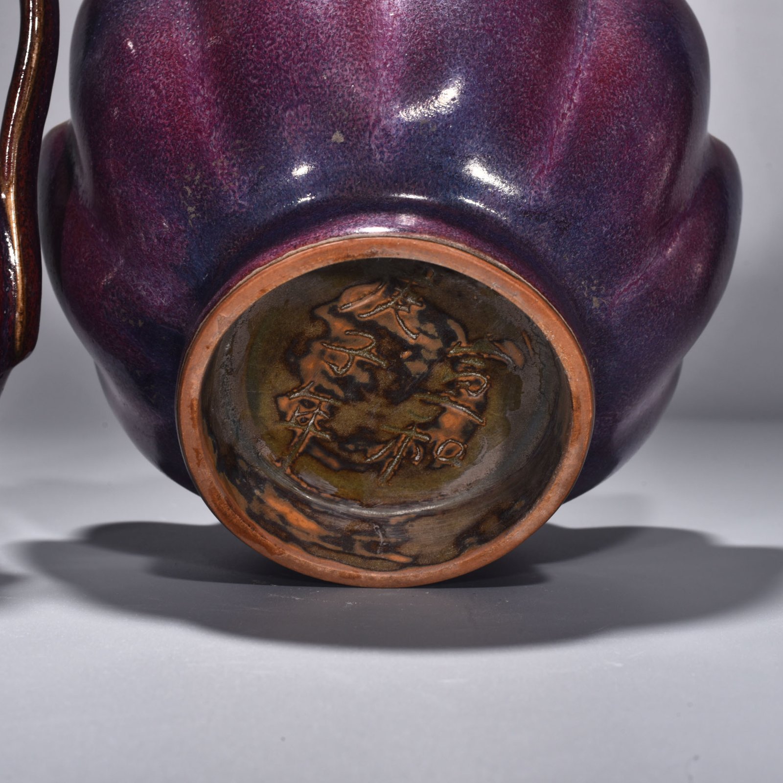 Song Dynasty Jun kiln rose purple glazed lotus warm wine set