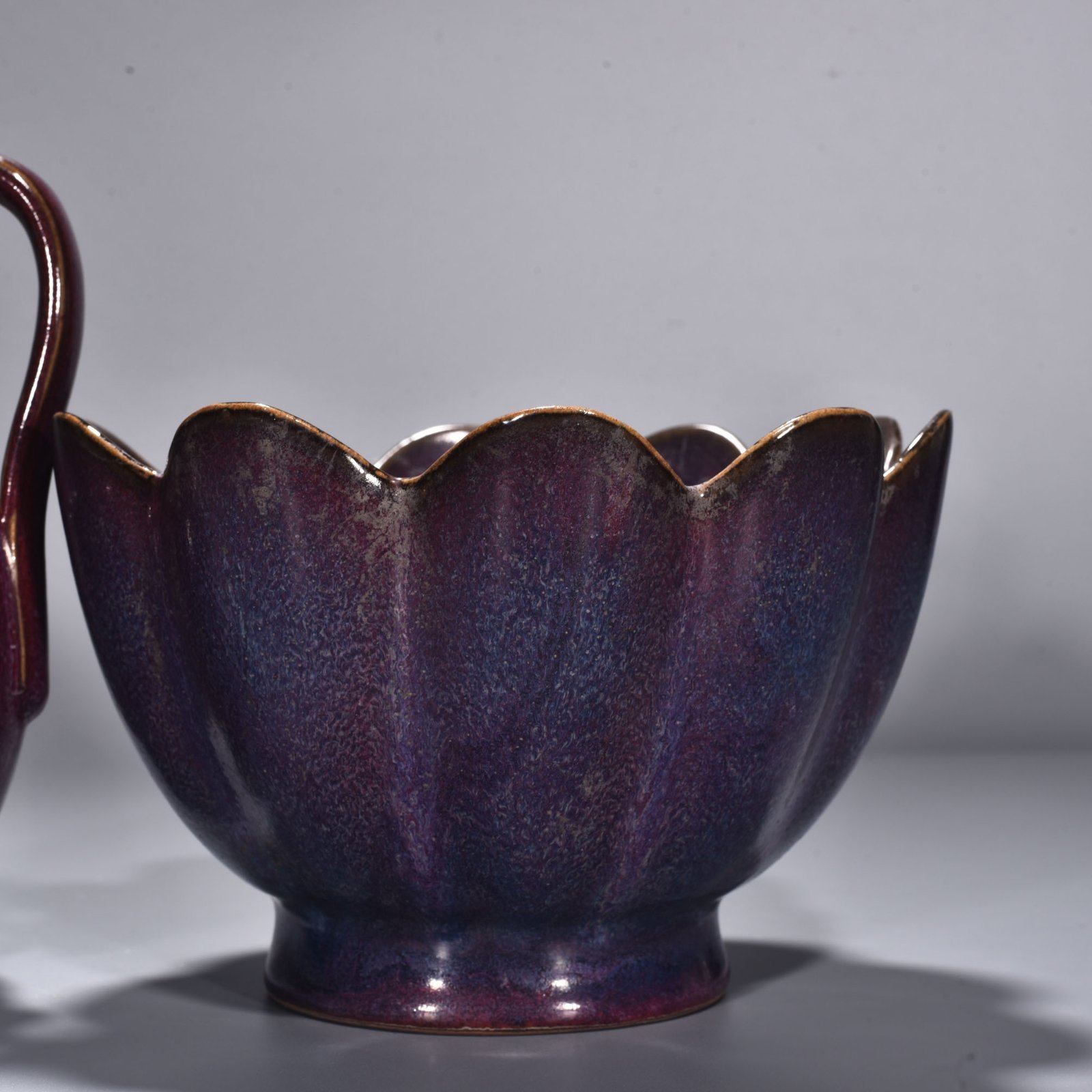 Song Dynasty Jun kiln rose purple glazed lotus warm wine set