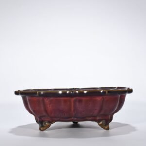 Song Dynasty Jun kiln rose purple glaze sunflower mouth three-legged wash