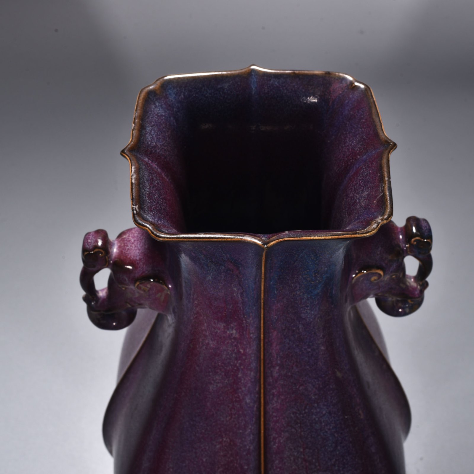 Song Dynasty Jun kiln rose purple glaze elephant ear vase