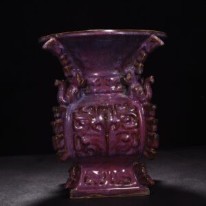 Song Dynasty Jun kiln rose purple glaze square trunk halberd statue