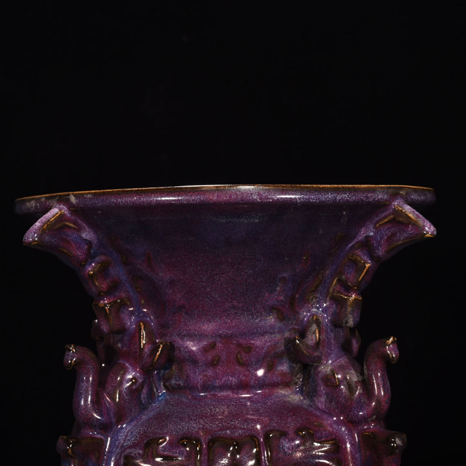 Song Dynasty Jun kiln rose purple glaze square trunk halberd statue