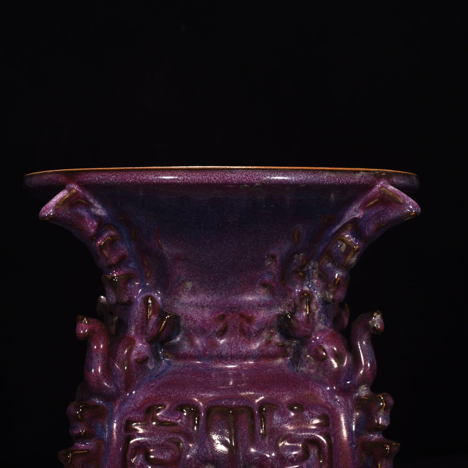 Song Dynasty Jun kiln rose purple glaze square trunk halberd statue