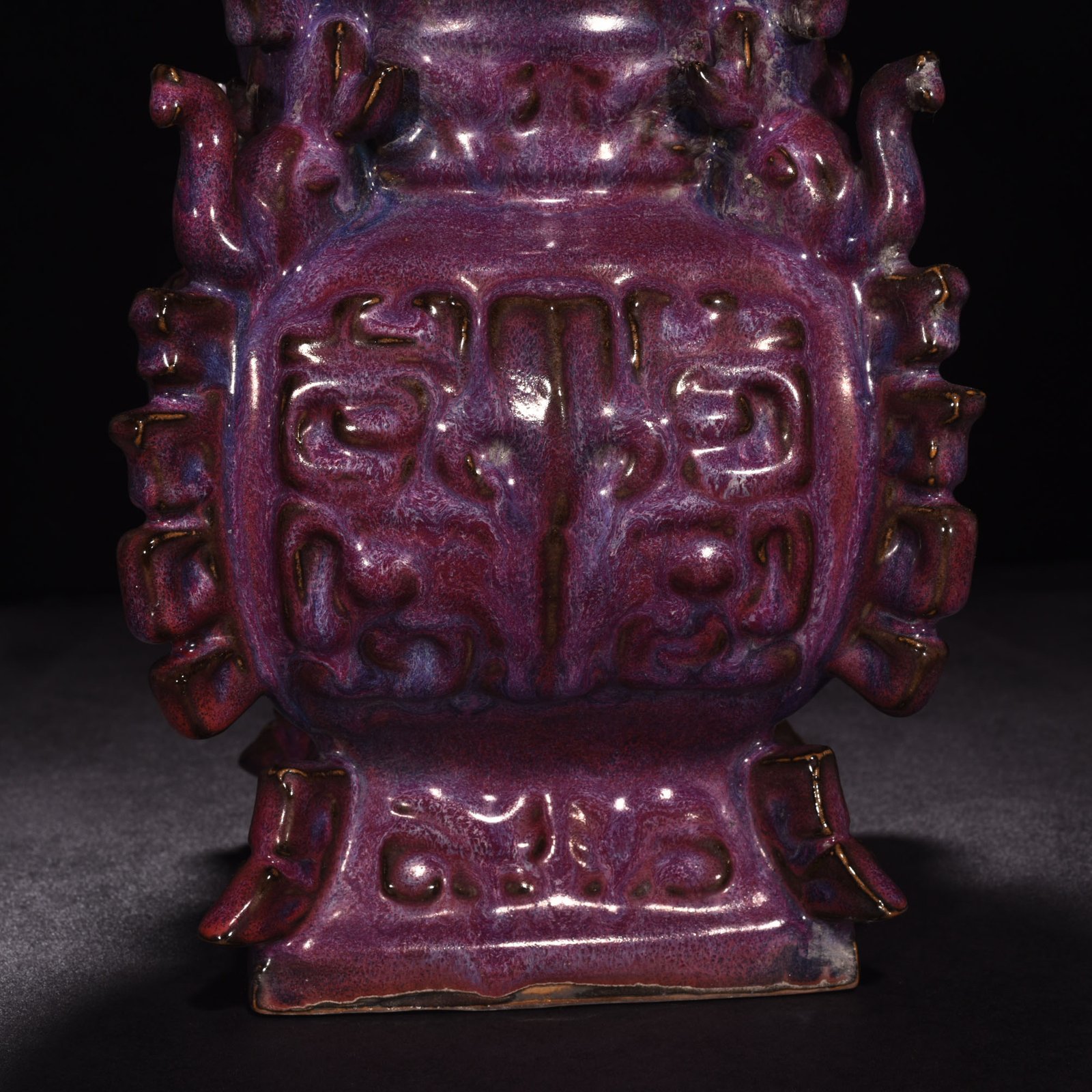 Song Dynasty Jun kiln rose purple glaze square trunk halberd statue