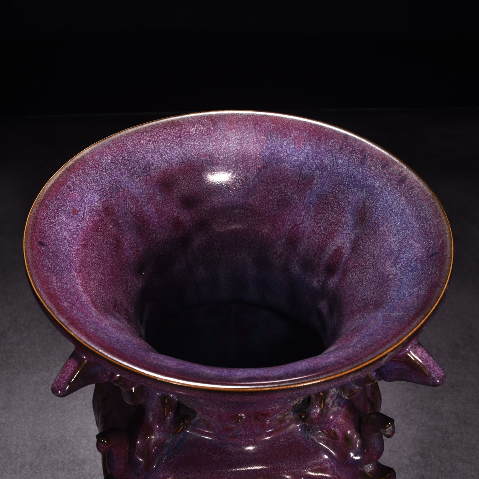 Song Dynasty Jun kiln rose purple glaze square trunk halberd statue
