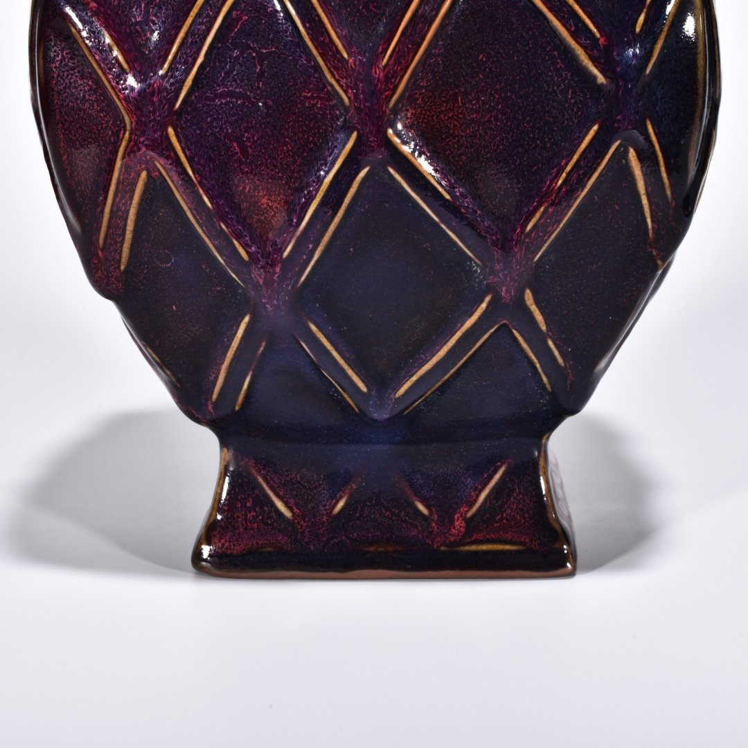 Song Dynasty Jun kiln rose purple glaze fish basket square statue