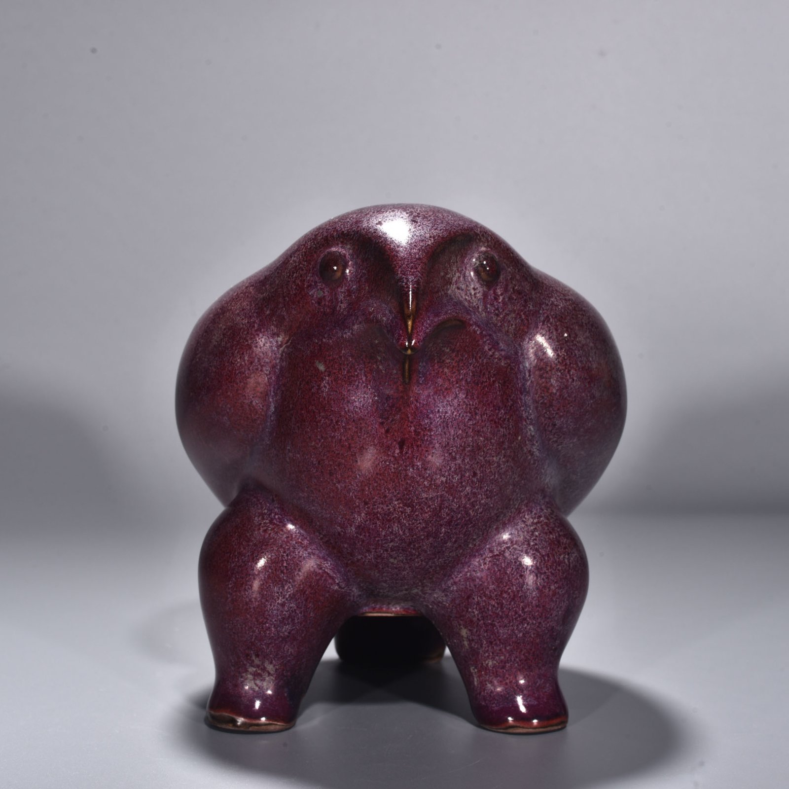 Song Dynasty Jun kiln rose purple glaze bird and animal statue Washed