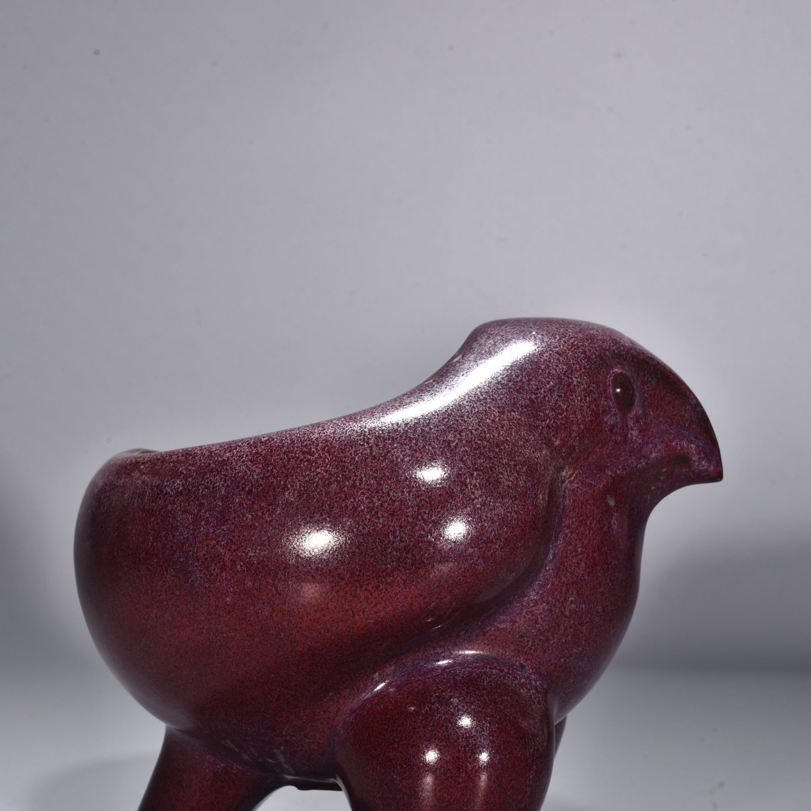 Song Dynasty Jun kiln rose purple glaze bird and animal statue Washed