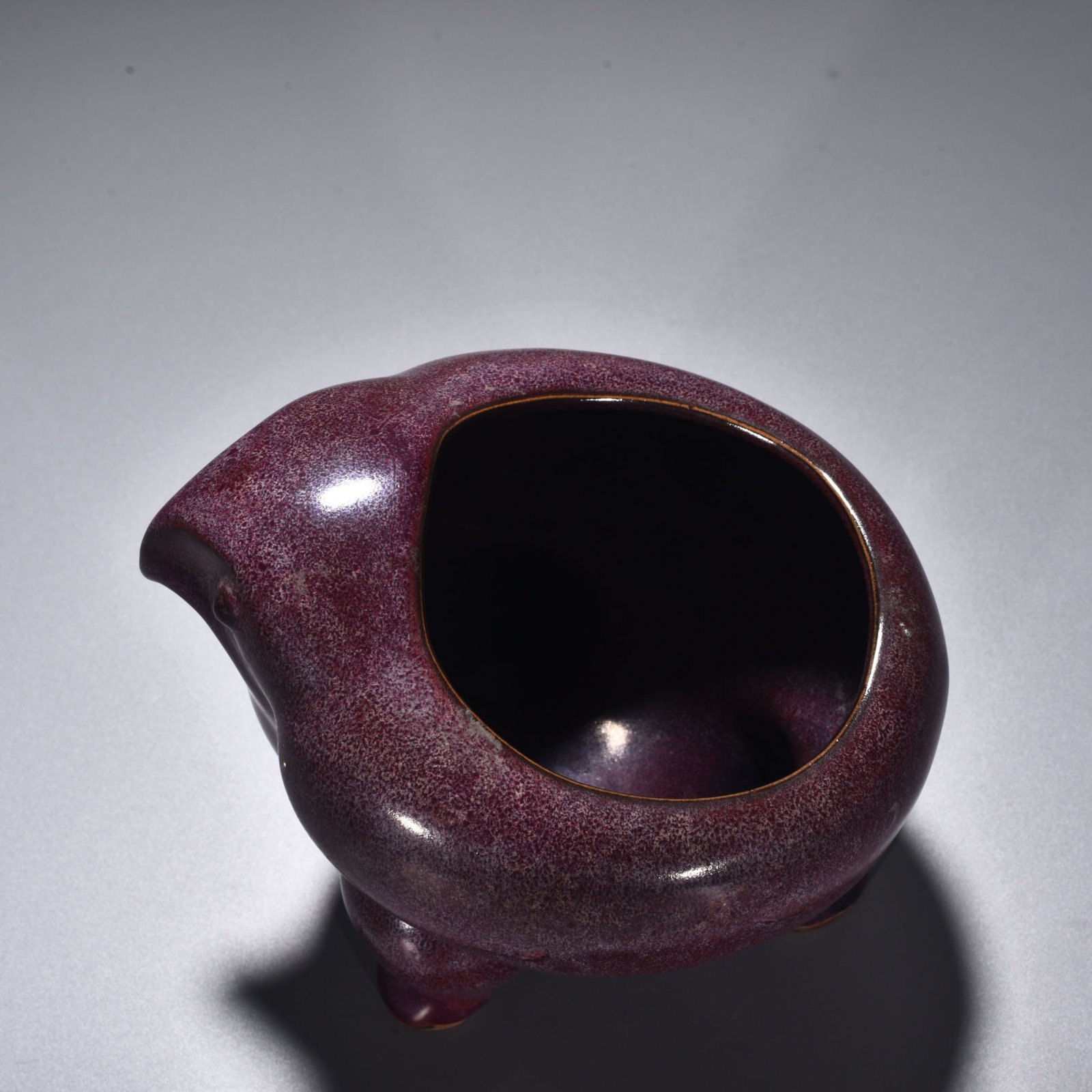 Song Dynasty Jun kiln rose purple glaze bird and animal statue Washed