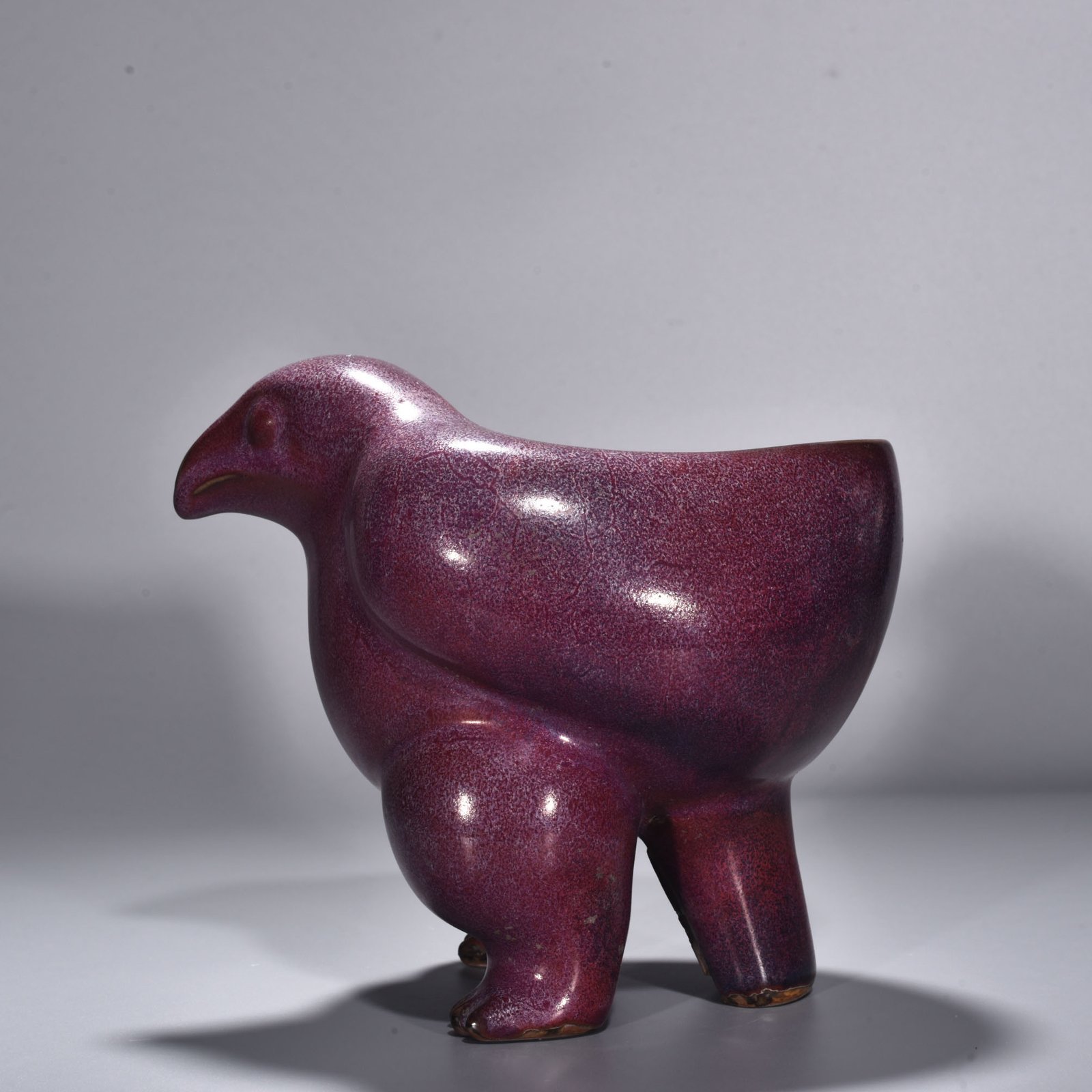 Song Dynasty Jun kiln rose purple glaze bird and animal statue