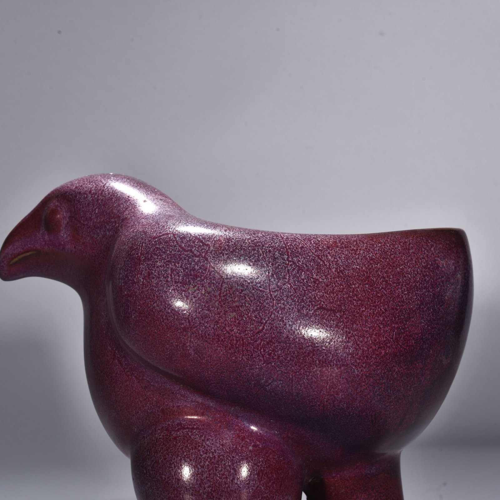Song Dynasty Jun kiln rose purple glaze bird and animal statue