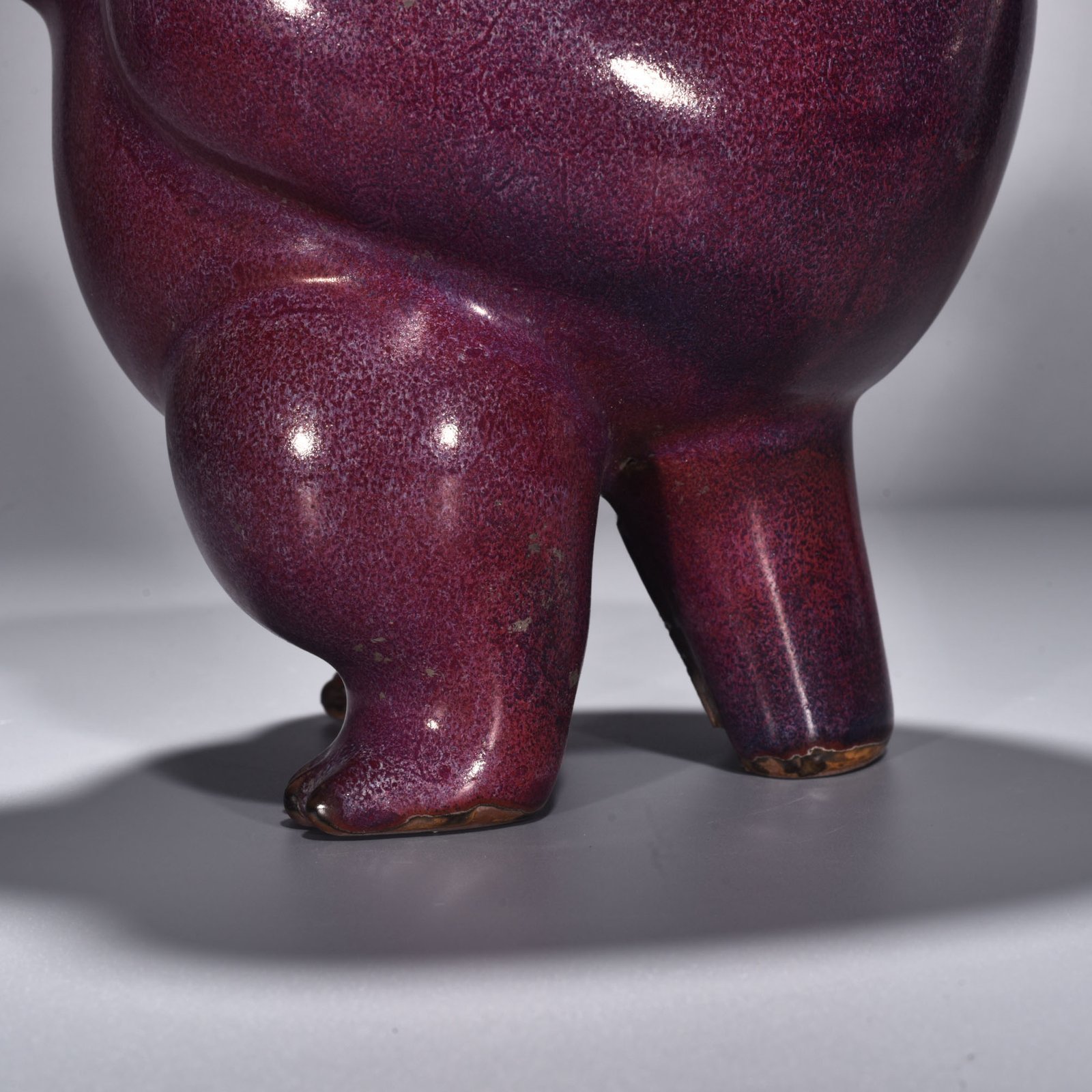 Song Dynasty Jun kiln rose purple glaze bird and animal statue