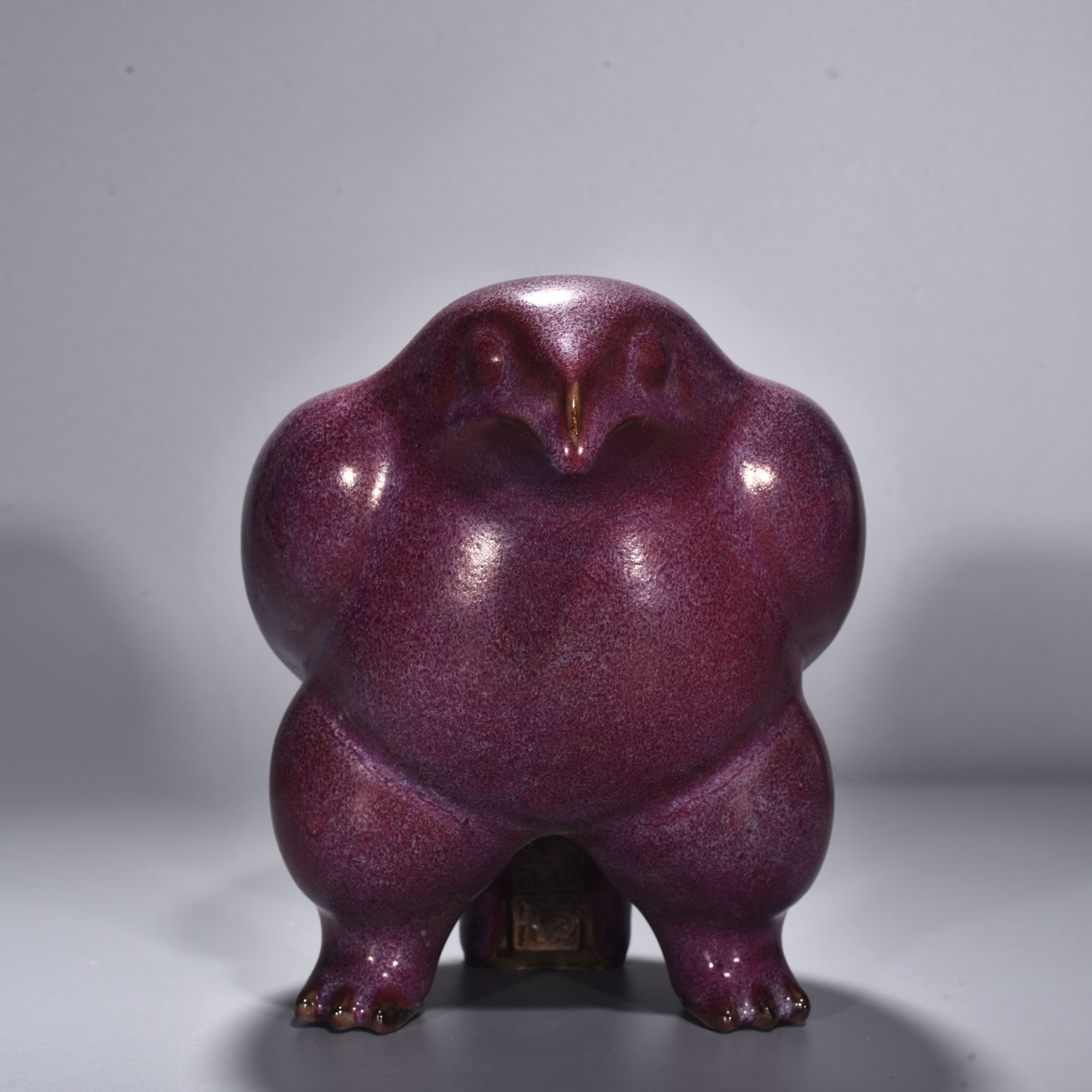 Song Dynasty Jun kiln rose purple glaze bird and animal statue