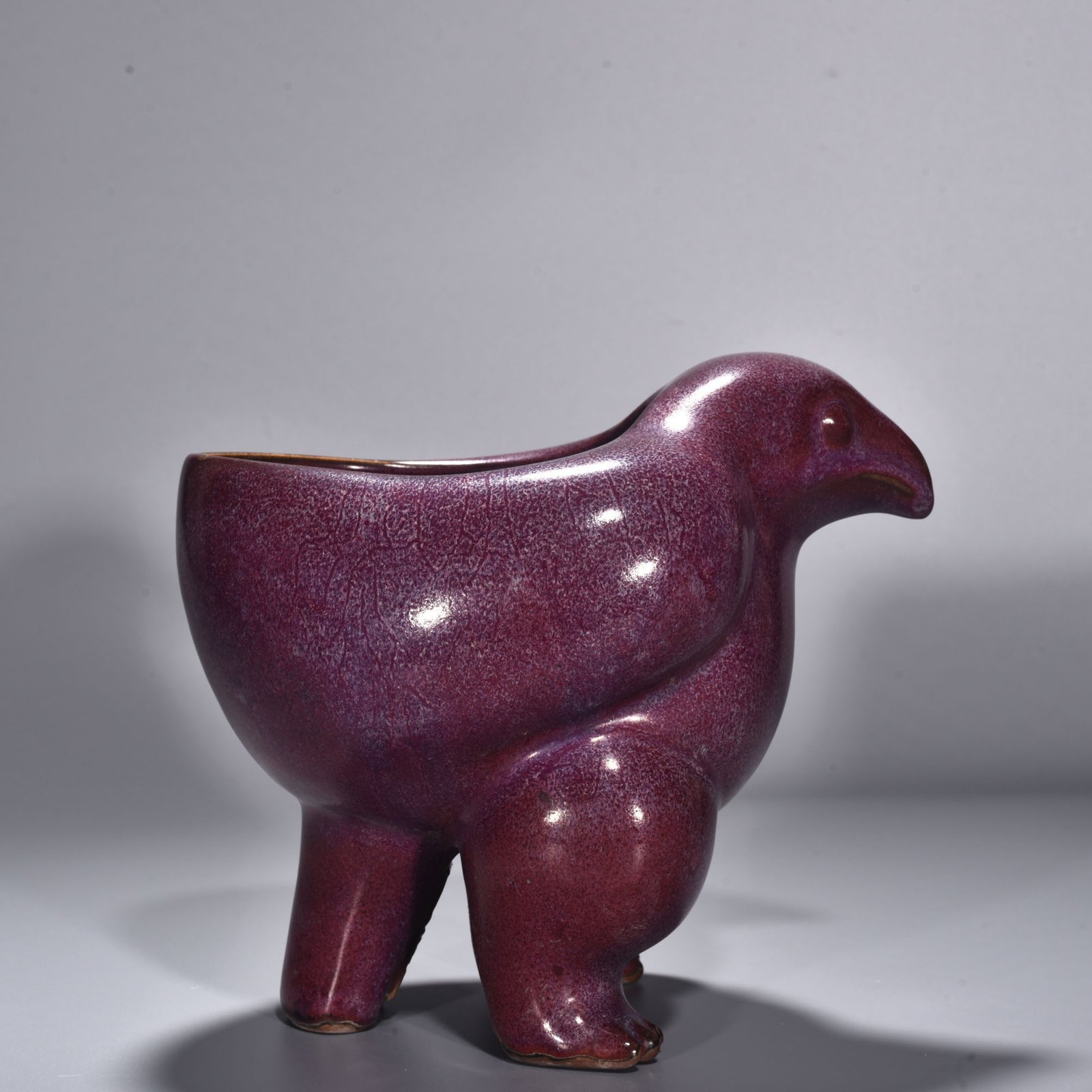 Song Dynasty Jun kiln rose purple glaze bird and animal statue