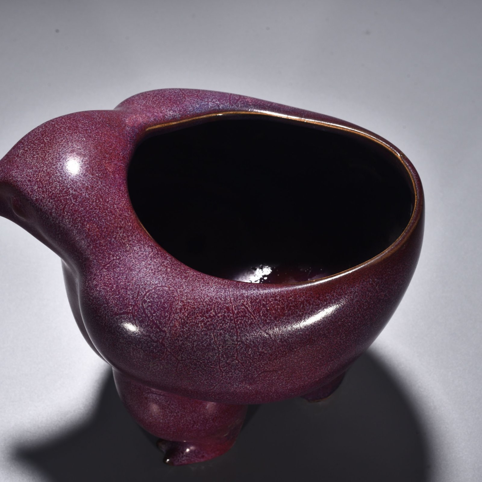 Song Dynasty Jun kiln rose purple glaze bird and animal statue
