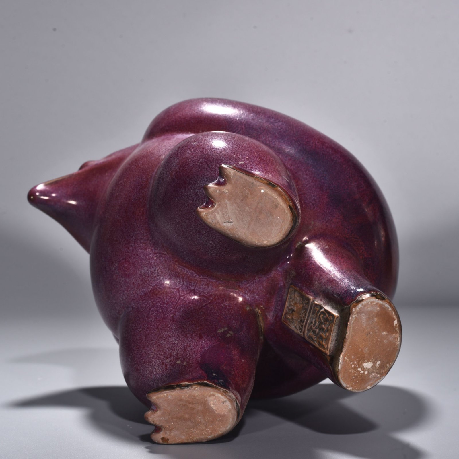 Song Dynasty Jun kiln rose purple glaze bird and animal statue