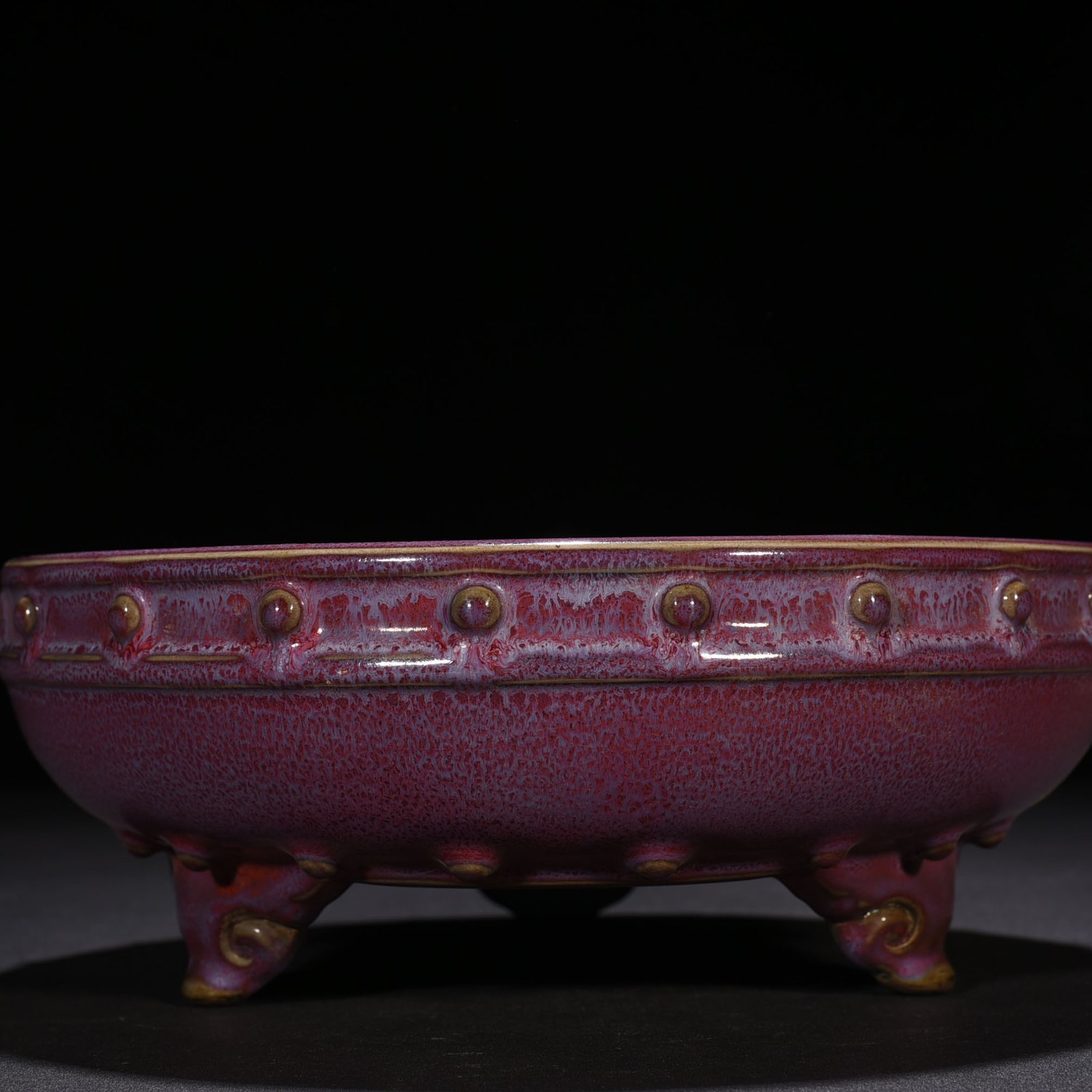 Song Dynasty Jun kiln rose purple glaze drum nail wash