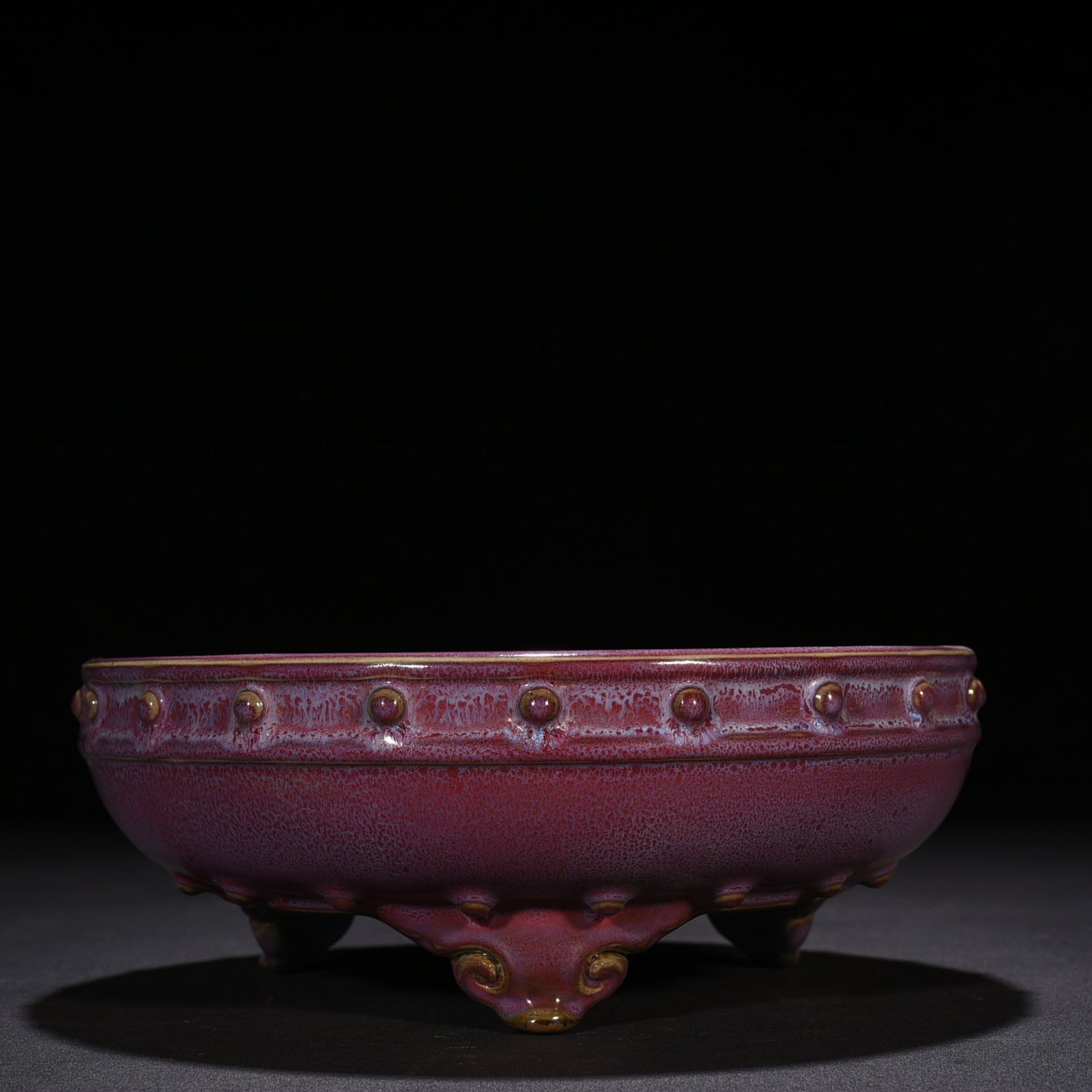 Song Dynasty Jun kiln rose purple glaze drum nail wash