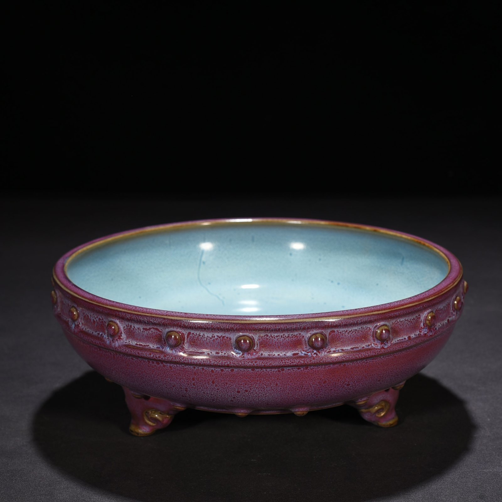Song Dynasty Jun kiln rose purple glaze drum nail wash