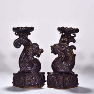 Song Dynasty Jun Kiln Rose purple glaze dragon and phoenix candlestick