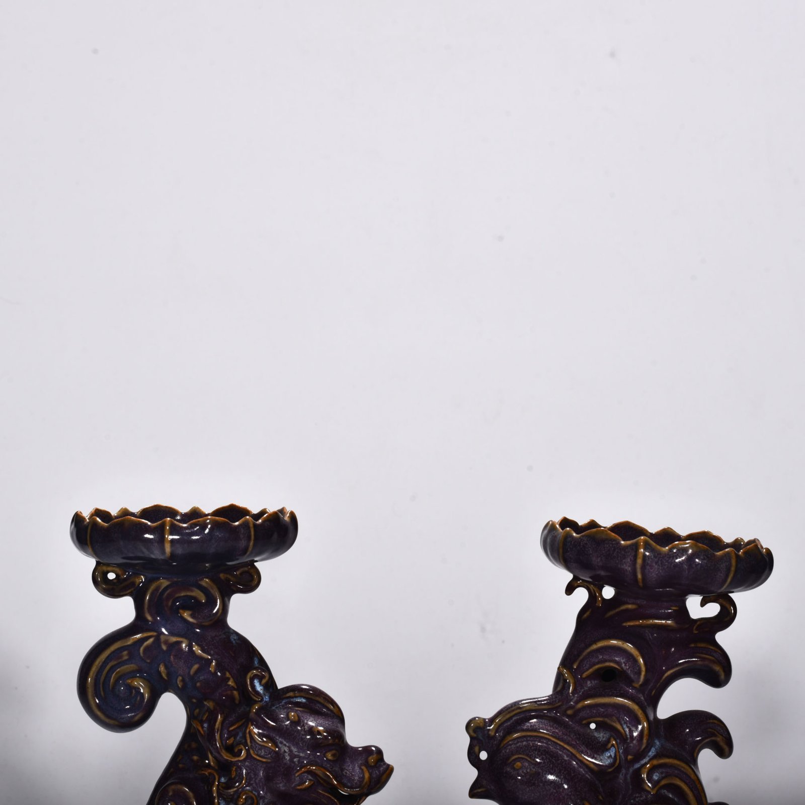 Song Dynasty Jun Kiln Rose purple glaze dragon and phoenix candlestick