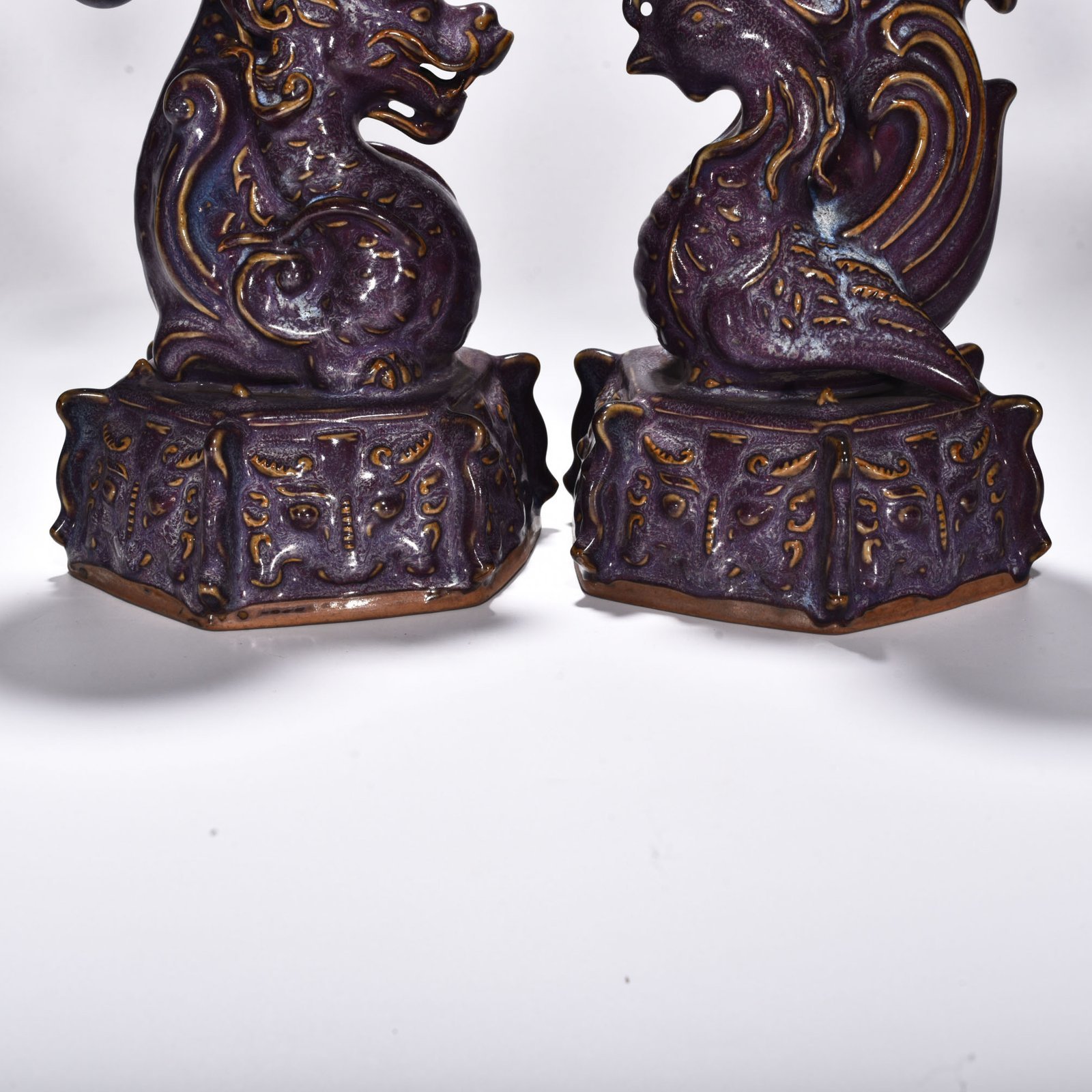 Song Dynasty Jun Kiln Rose purple glaze dragon and phoenix candlestick