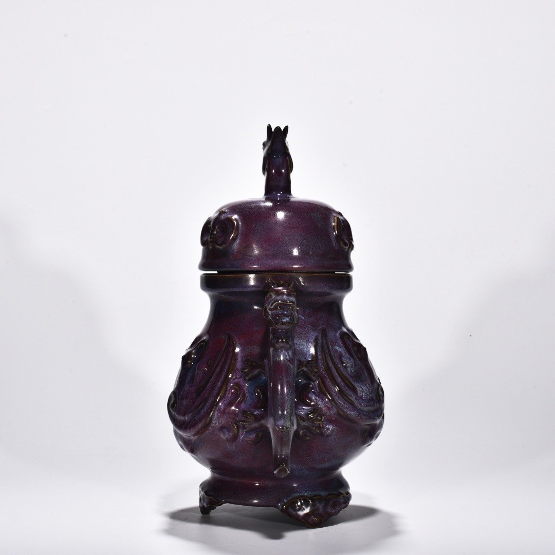 Song Dynasty Jun kiln rose purple glaze dragon ear jar