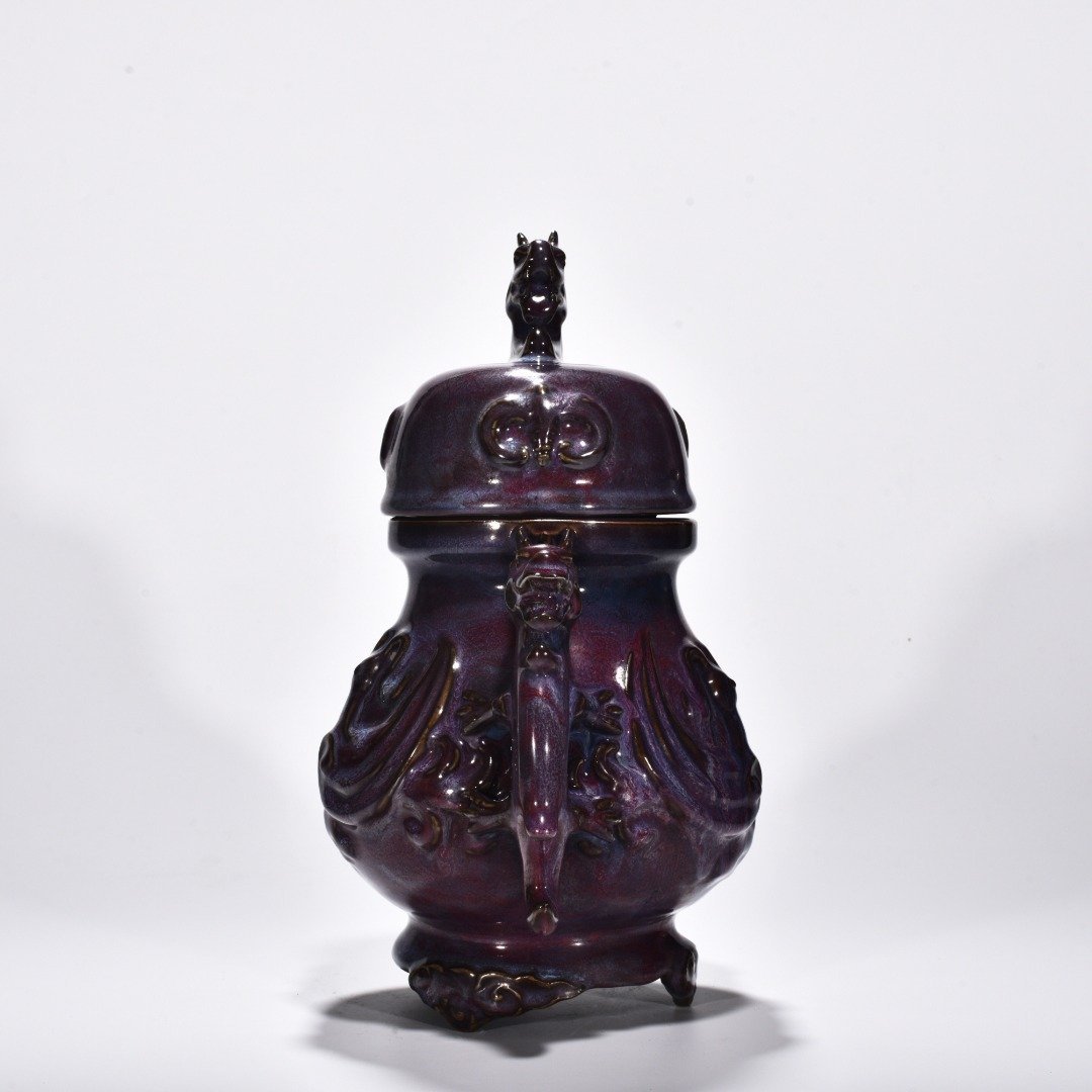 Song Dynasty Jun kiln rose purple glaze dragon ear jar
