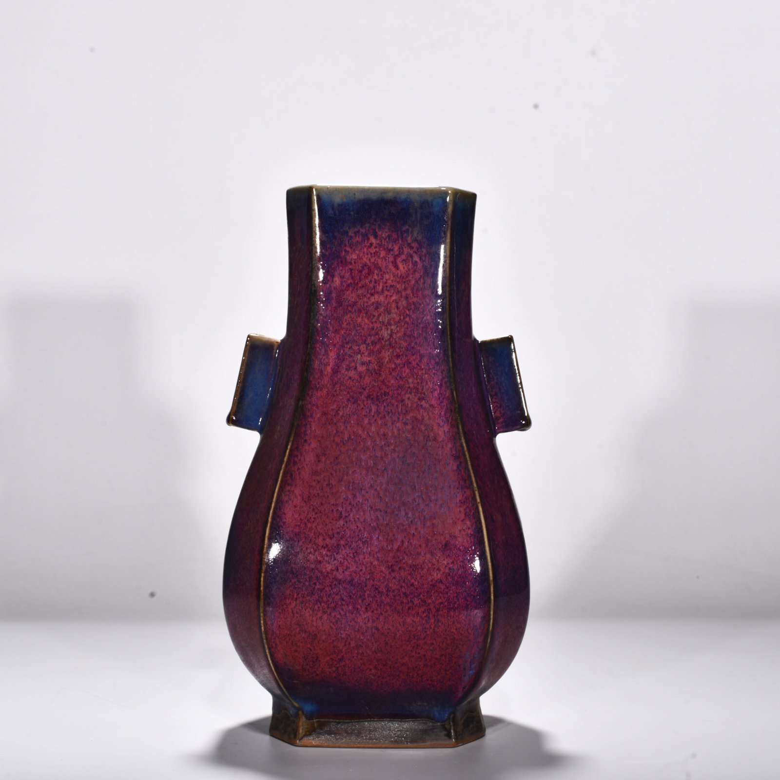 Song Dynasty Jun kiln rose red glaze octagonal ear vase