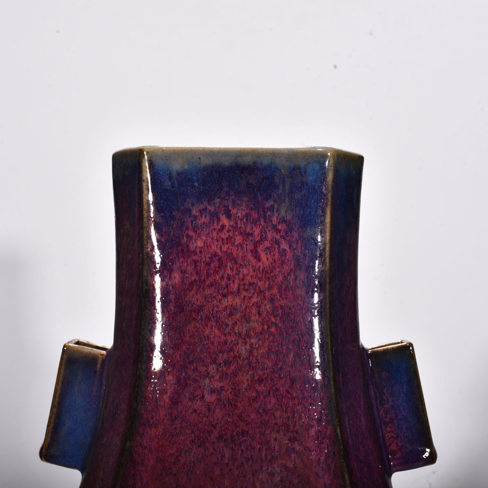 Song Dynasty Jun kiln rose red glaze octagonal ear vase