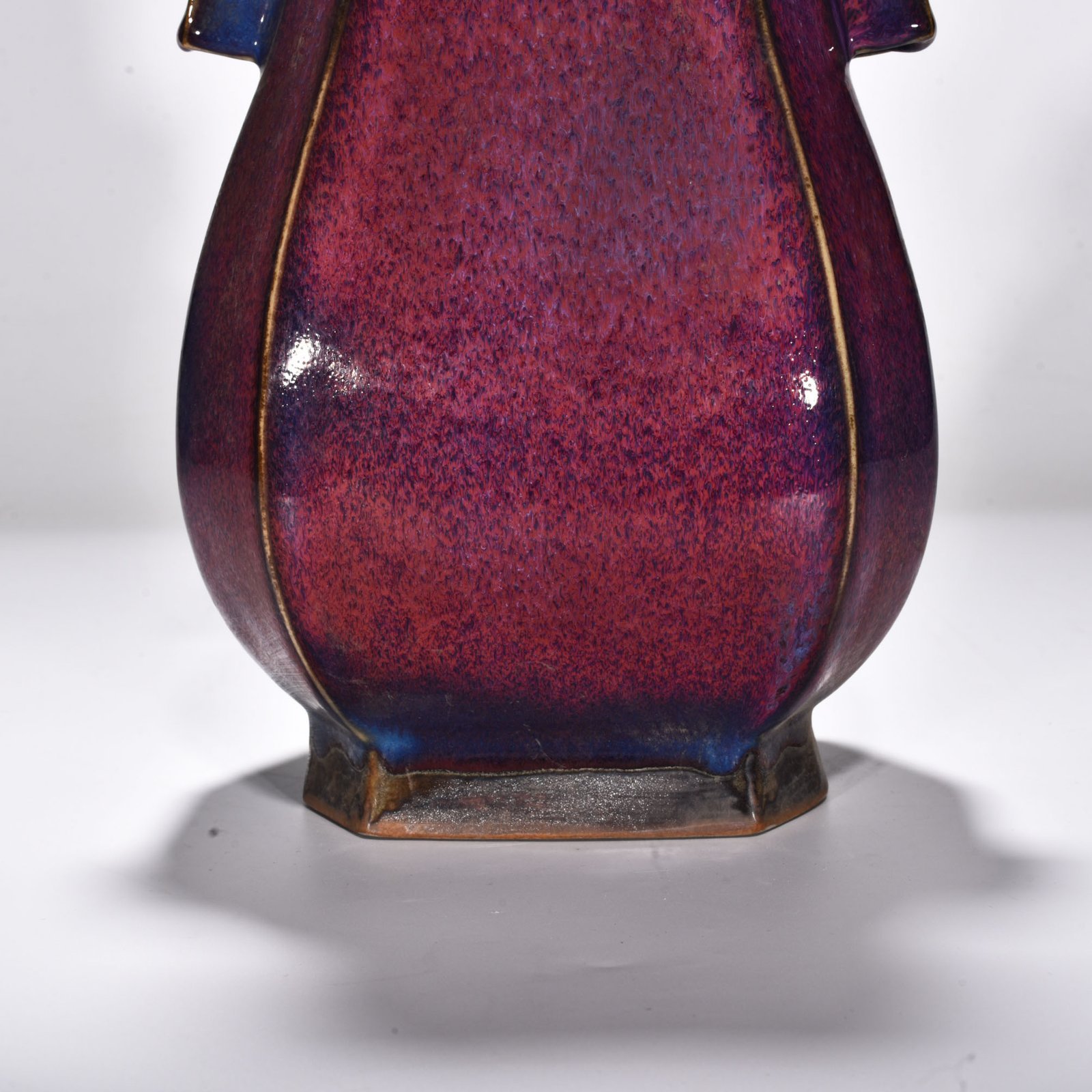 Song Dynasty Jun kiln rose red glaze octagonal ear vase