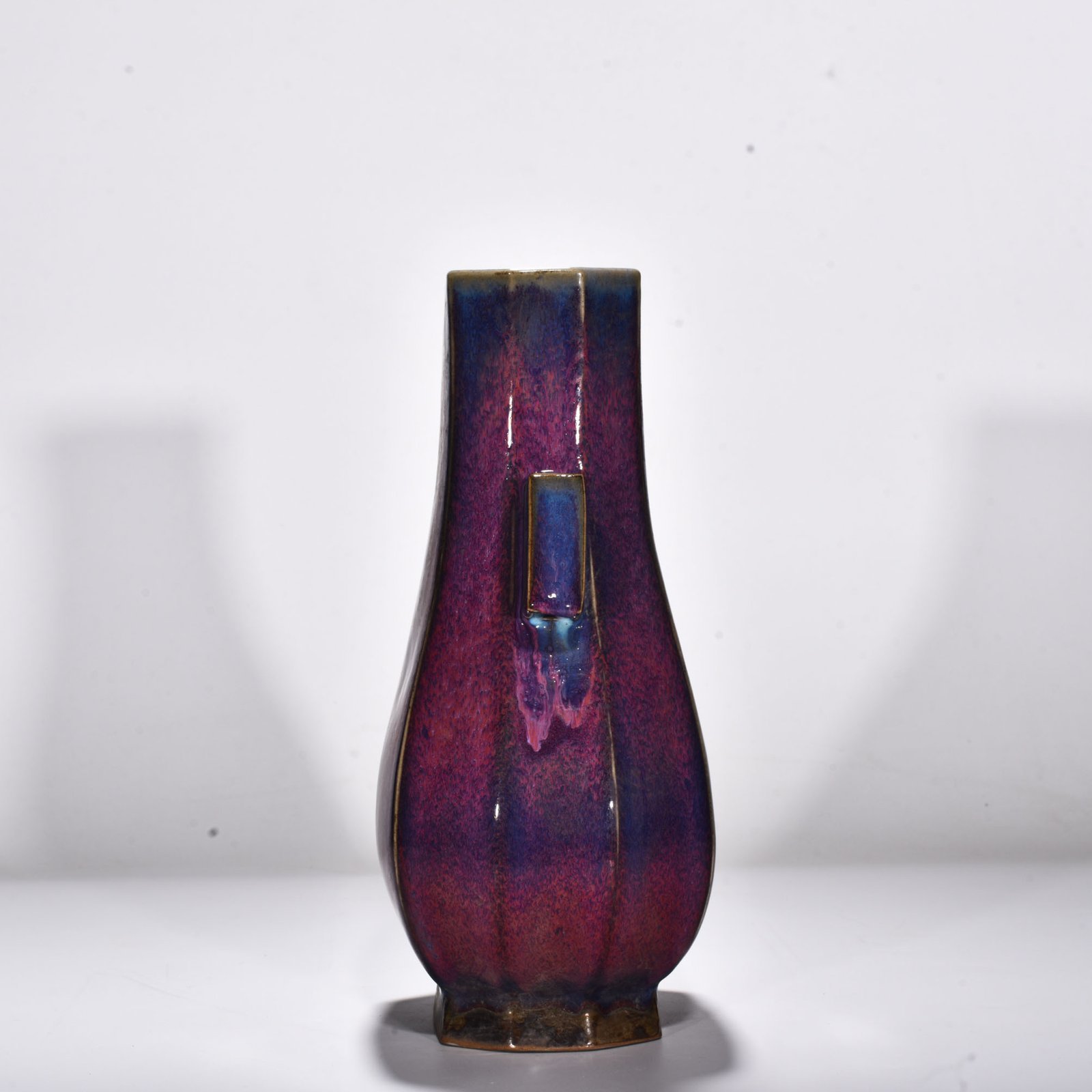 Song Dynasty Jun kiln rose red glaze octagonal ear vase