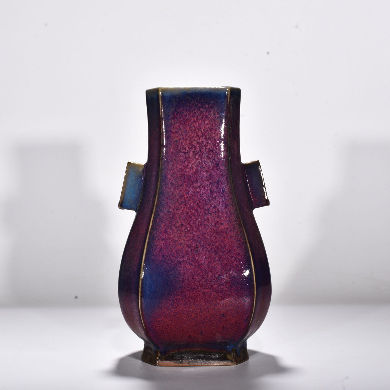 Song Dynasty Jun kiln rose red glaze octagonal ear vase