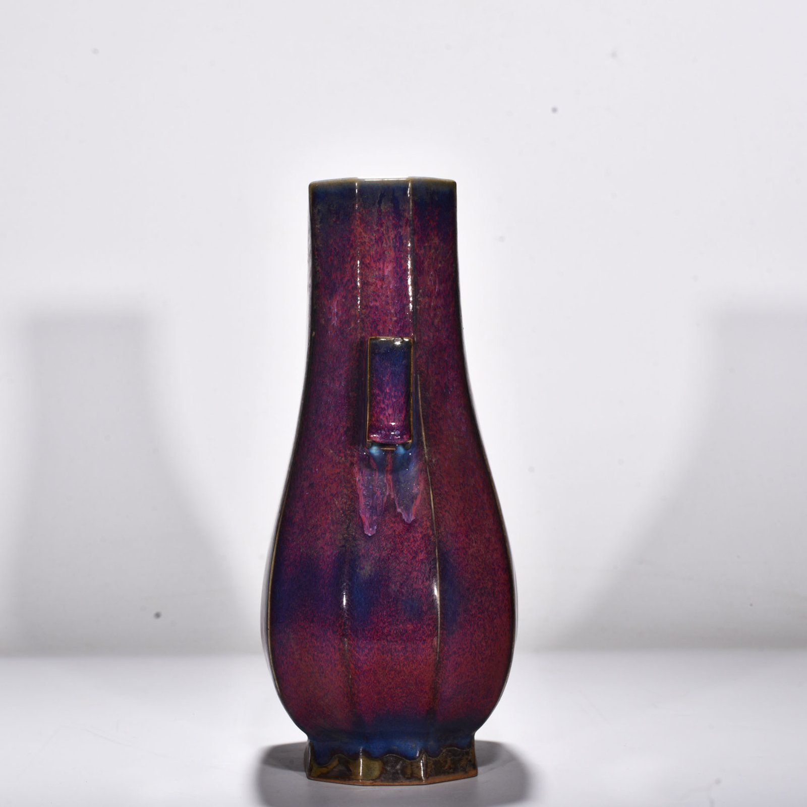 Song Dynasty Jun kiln rose red glaze octagonal ear vase