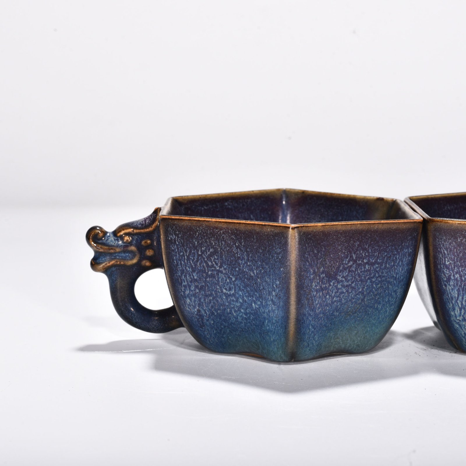 Song Dynasty Jun Kiln Blue Glaze Octagonal Dragon Cup