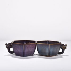 Song Dynasty Jun Kiln blue-glazed eight-sided dragon-handled cup