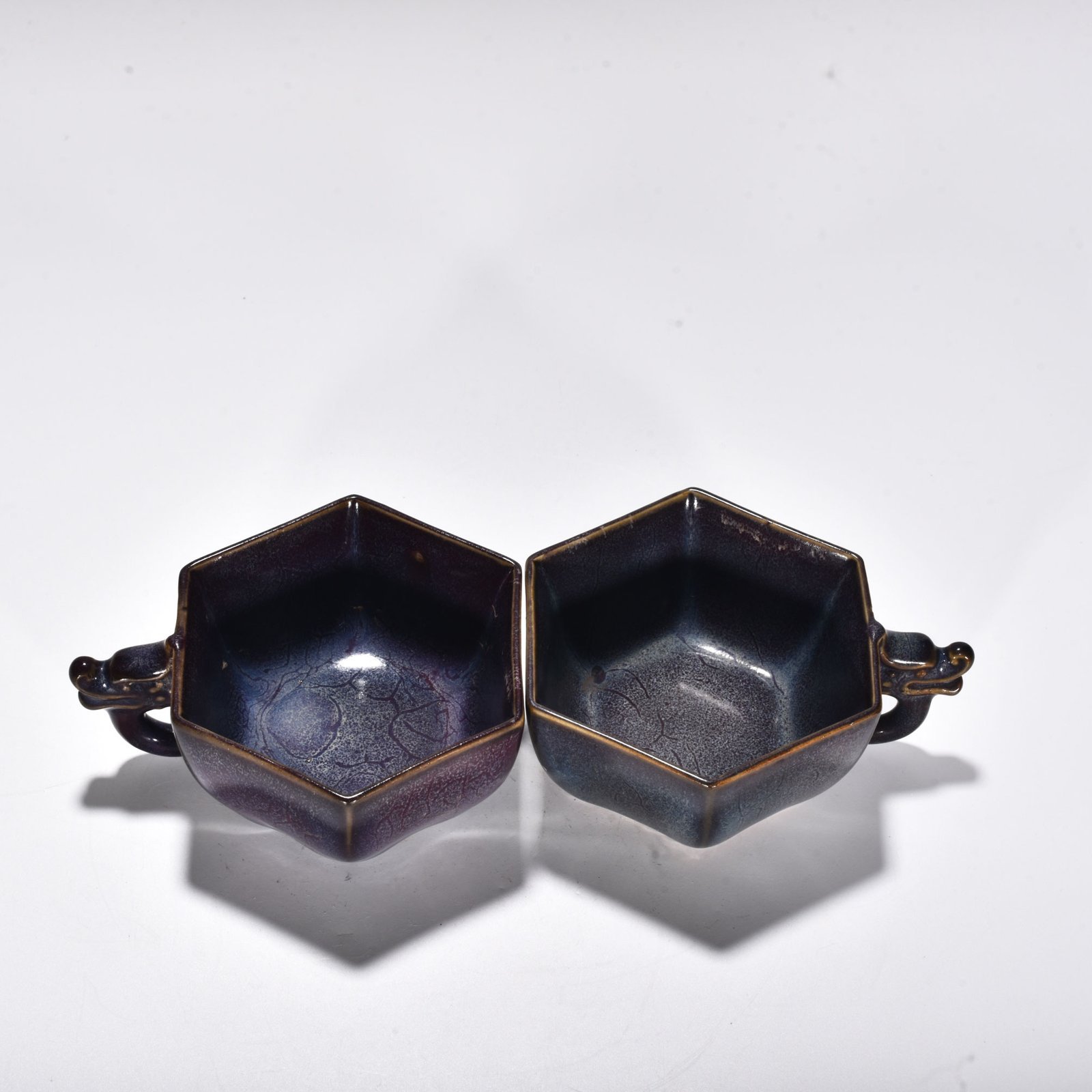 Song Dynasty Jun Kiln blue-glazed eight-sided dragon-handled cup