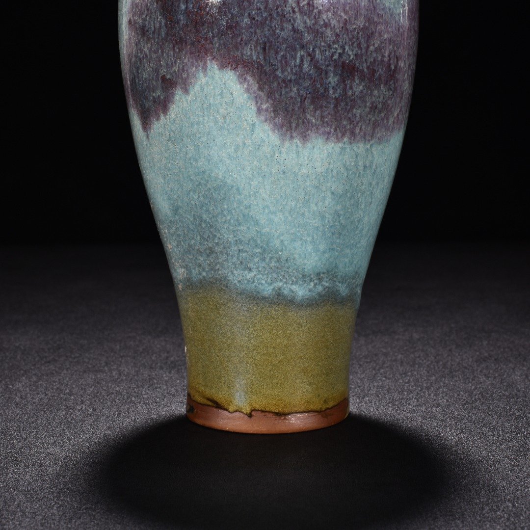 Song Dynasty Jun kiln blue glaze obsidian rose purple plum vase