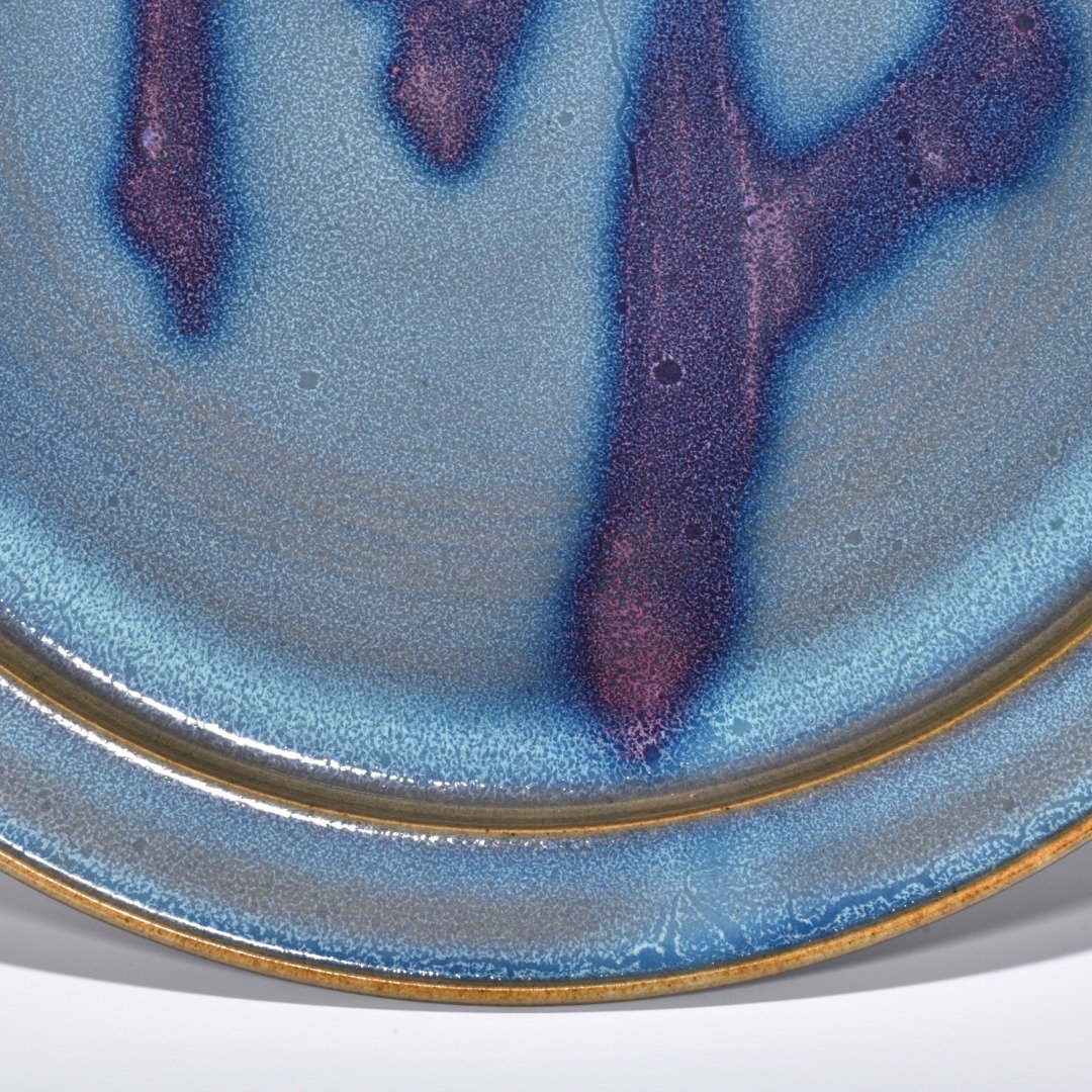 Song Dynasty Jun kiln blue glaze rose purple Buddha folding rim plate