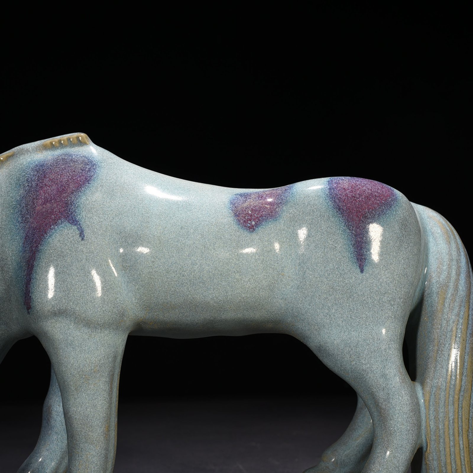 Song Dynasty Jun kiln blue glaze rose purple spotted drinking horse