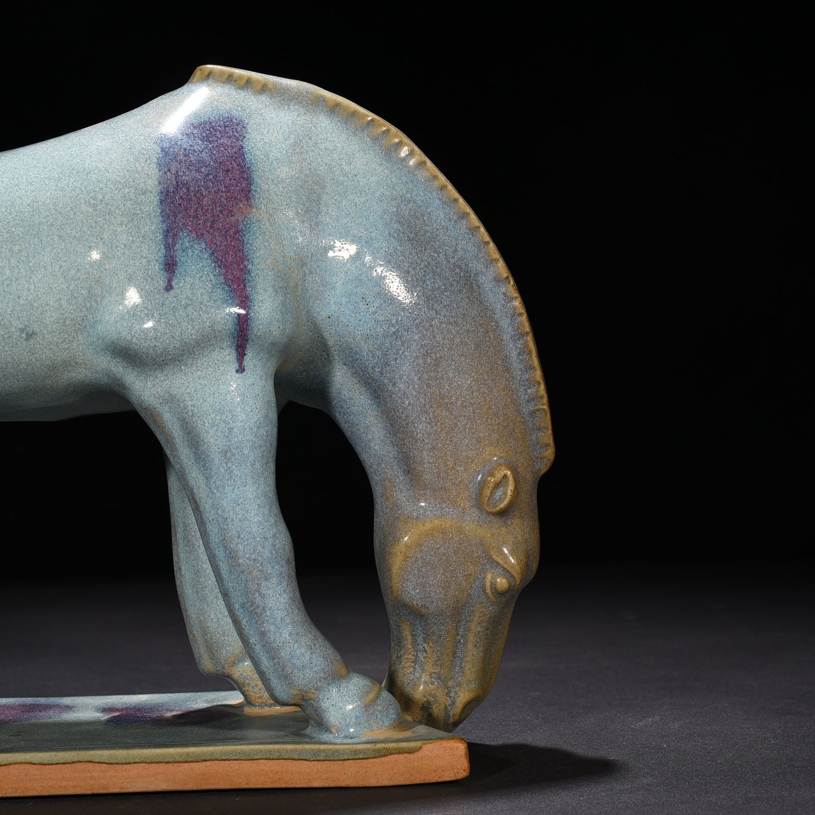 Song Dynasty Jun kiln blue glaze rose purple spotted drinking horse