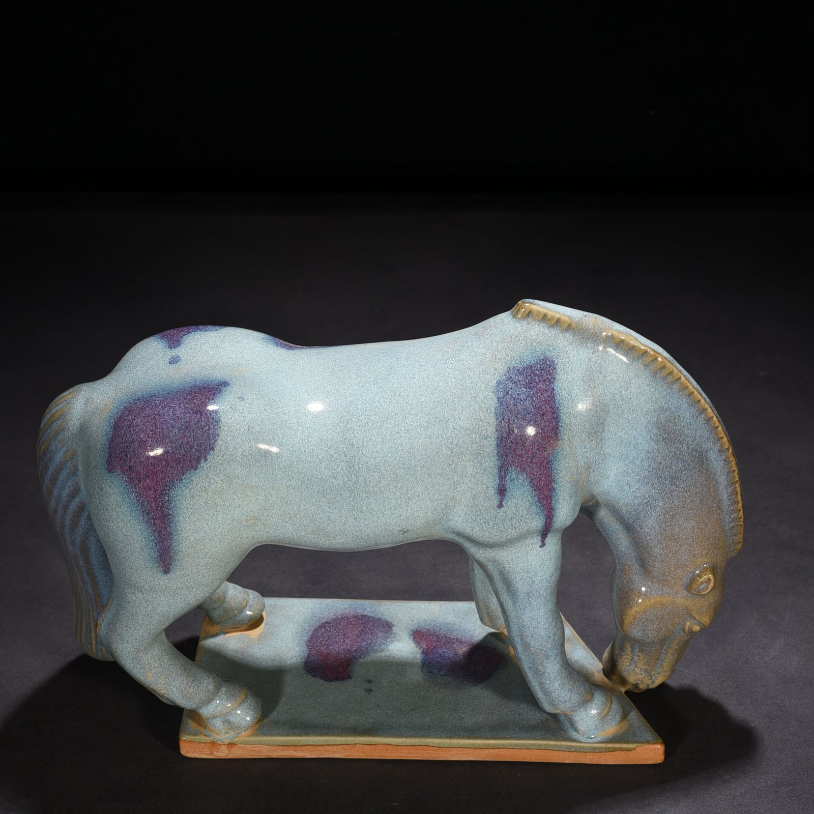 Song Dynasty Jun kiln blue glaze rose purple spotted drinking horse
