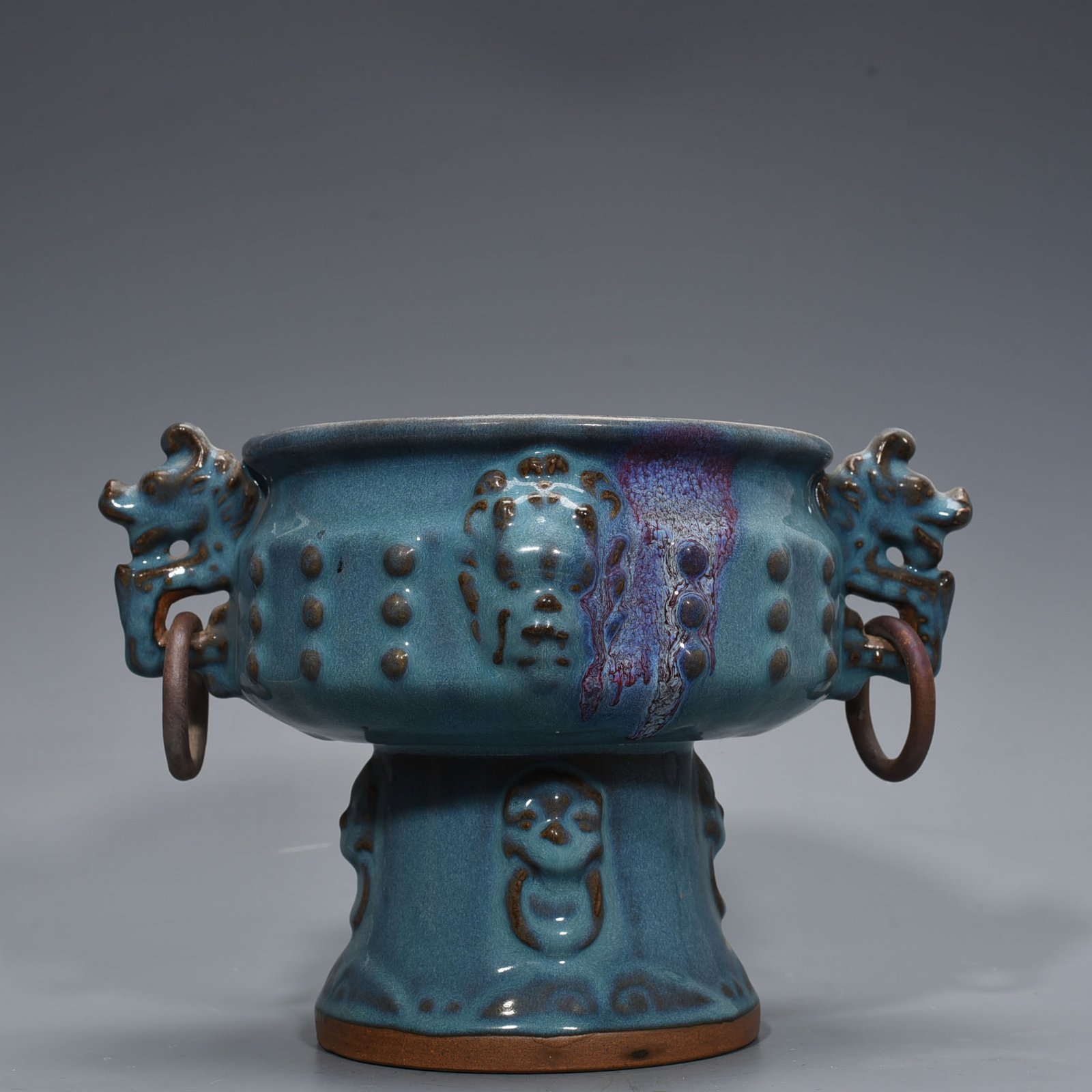 Song Dynasty Jun kiln blue glaze kiln double-eared statue