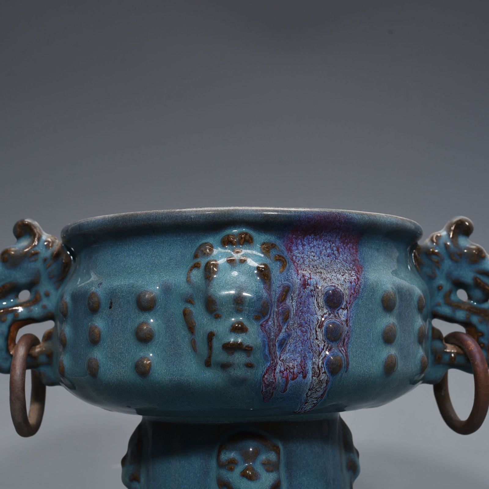 Song Dynasty Jun kiln blue glaze kiln double-eared statue