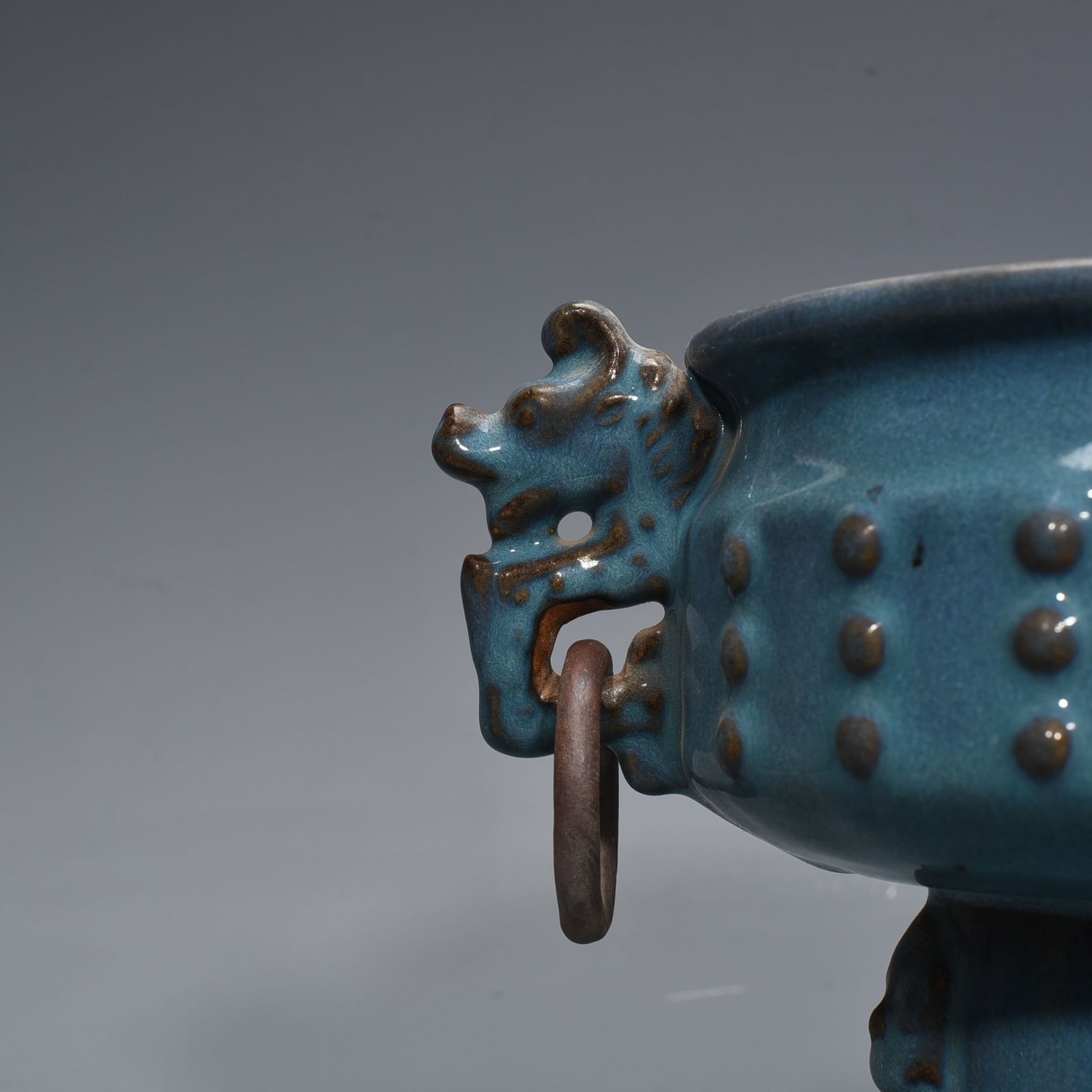 Song Dynasty Jun kiln blue glaze kiln double-eared statue