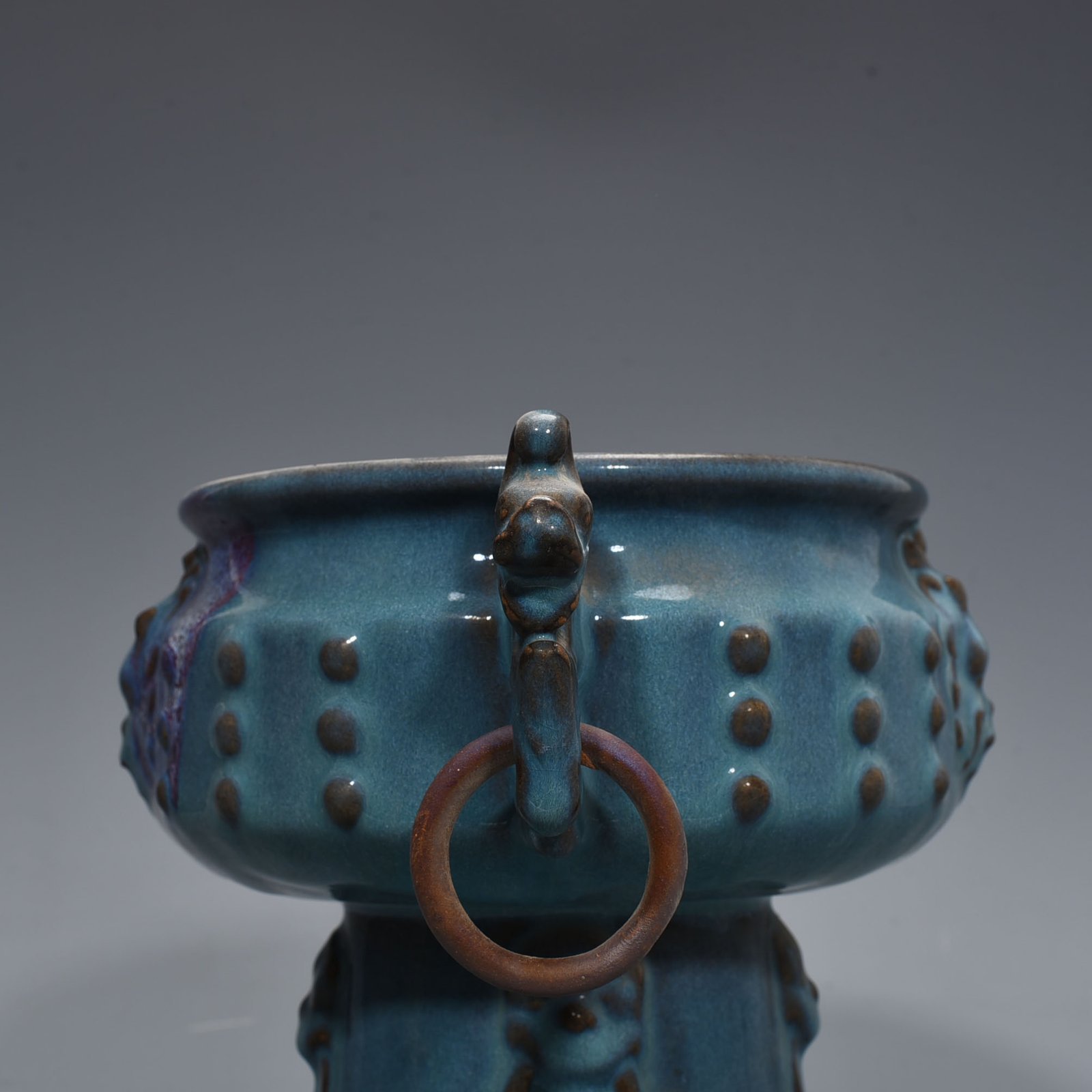 Song Dynasty Jun kiln blue glaze kiln double-eared statue