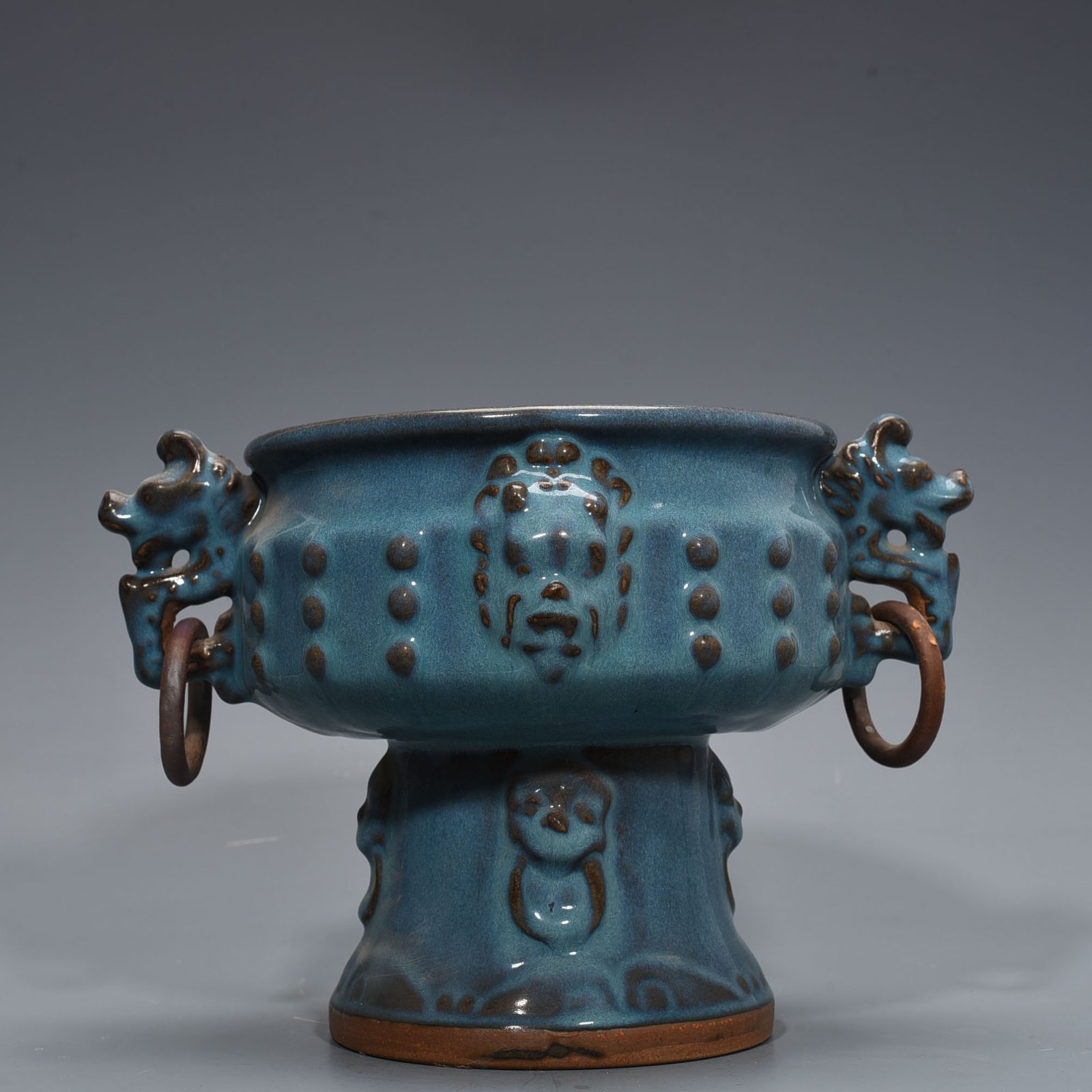 Song Dynasty Jun kiln blue glaze kiln double-eared statue
