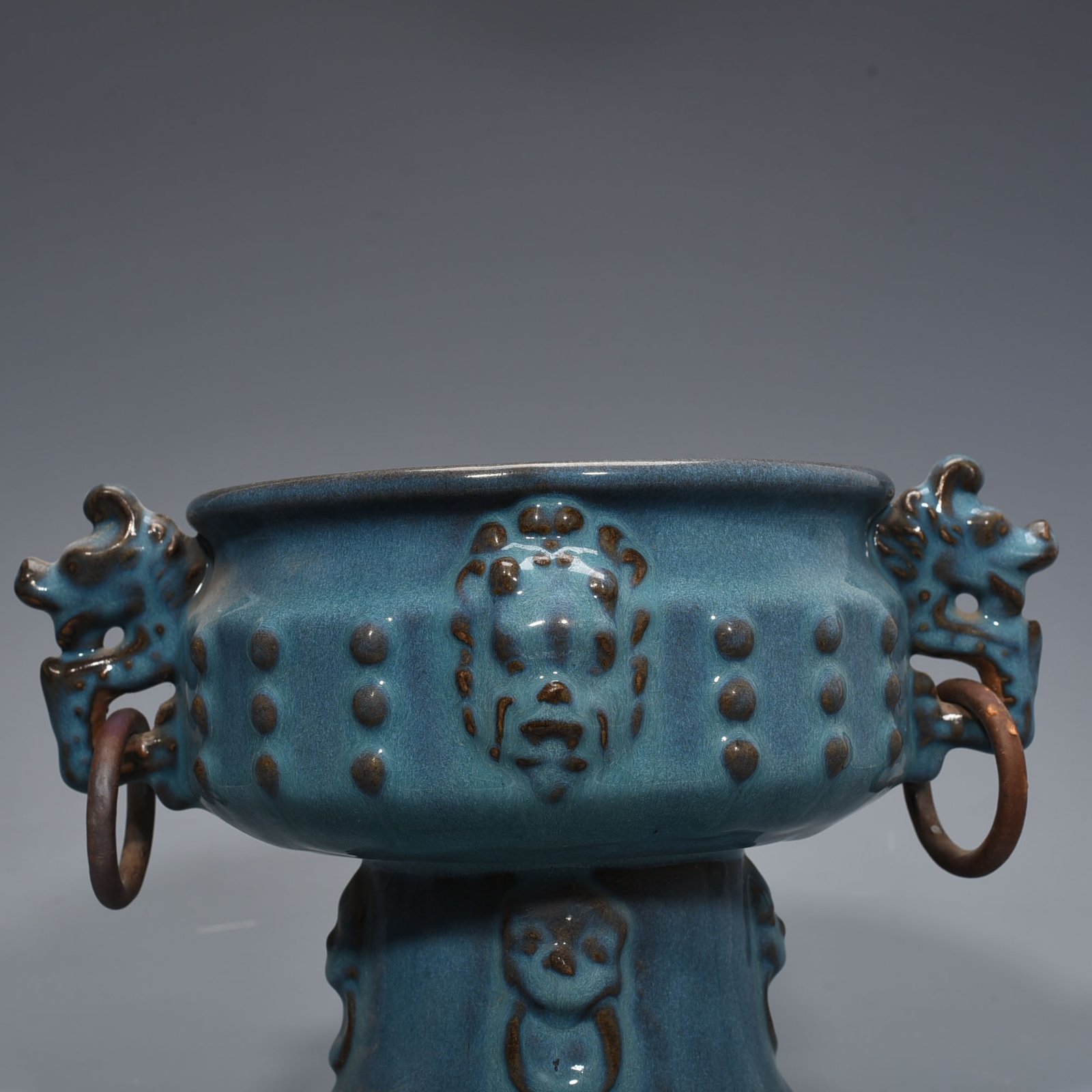 Song Dynasty Jun kiln blue glaze kiln double-eared statue
