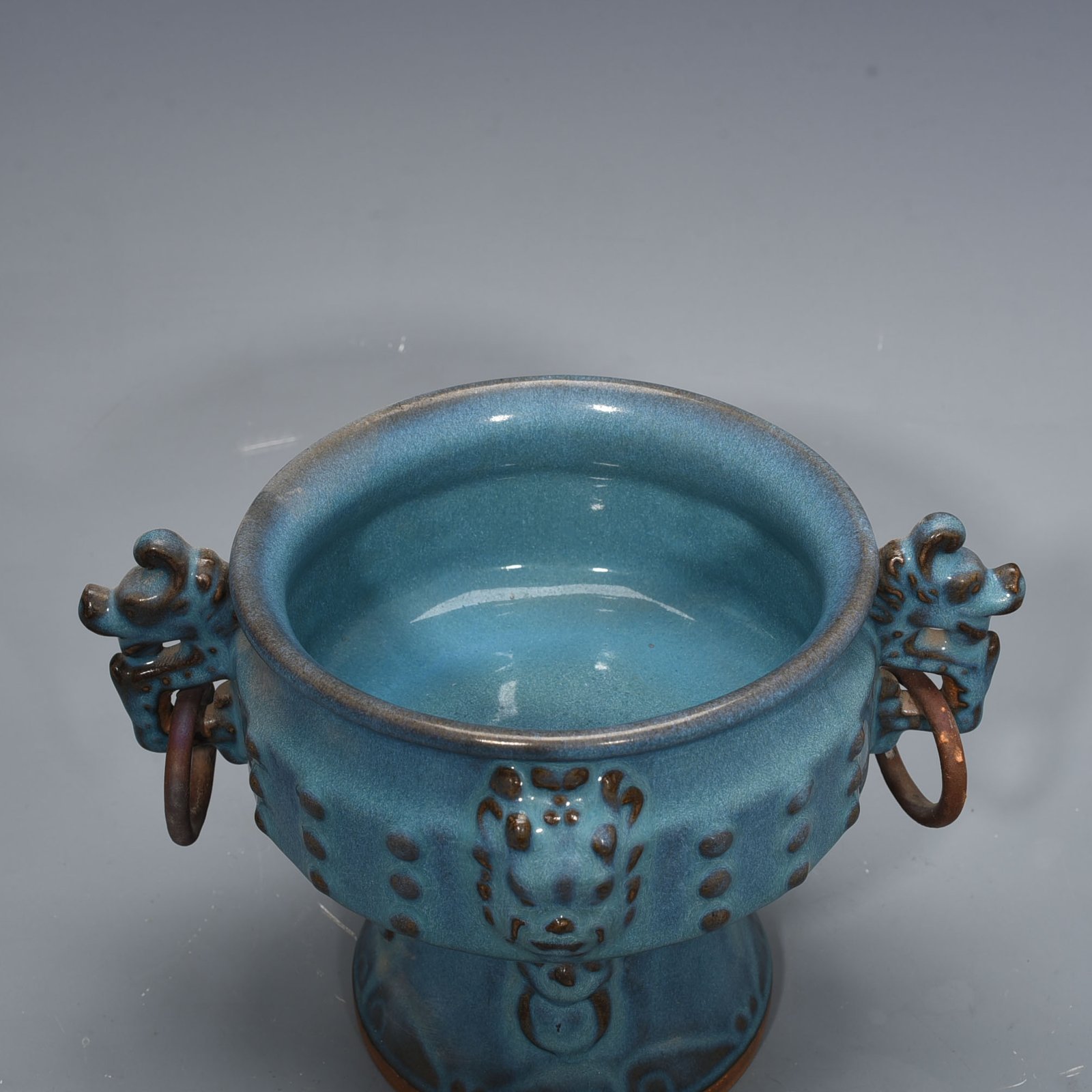 Song Dynasty Jun kiln blue glaze kiln double-eared statue